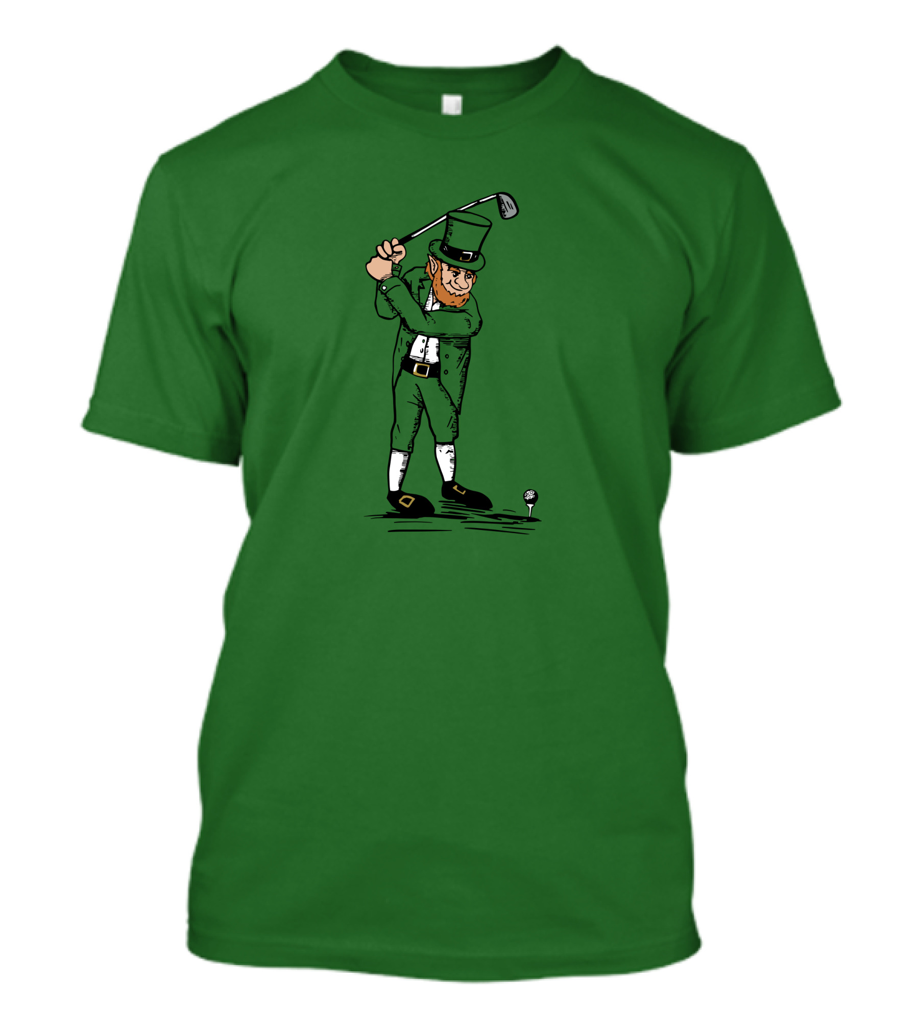 Irish Golfer With Leprechaun Swinging Club T-Shirt