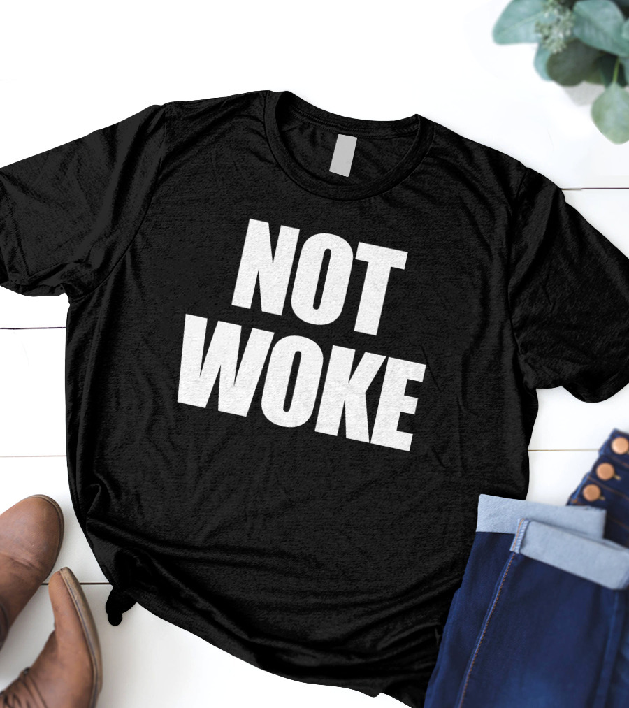 Matt Birk Not Woke Statement Text Bold Contrast T-Shirt