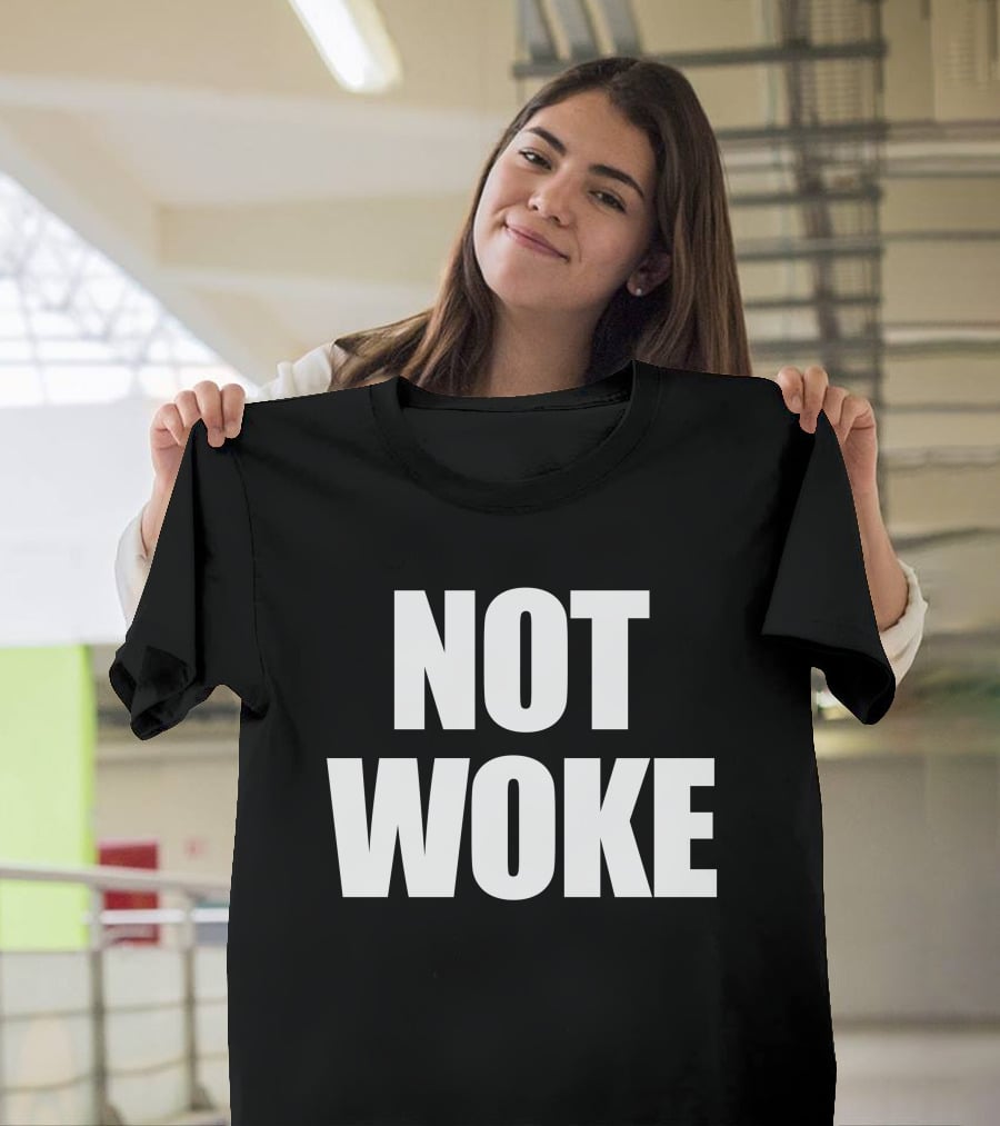 Matt Birk Not Woke Statement Text Bold Contrast T-Shirt