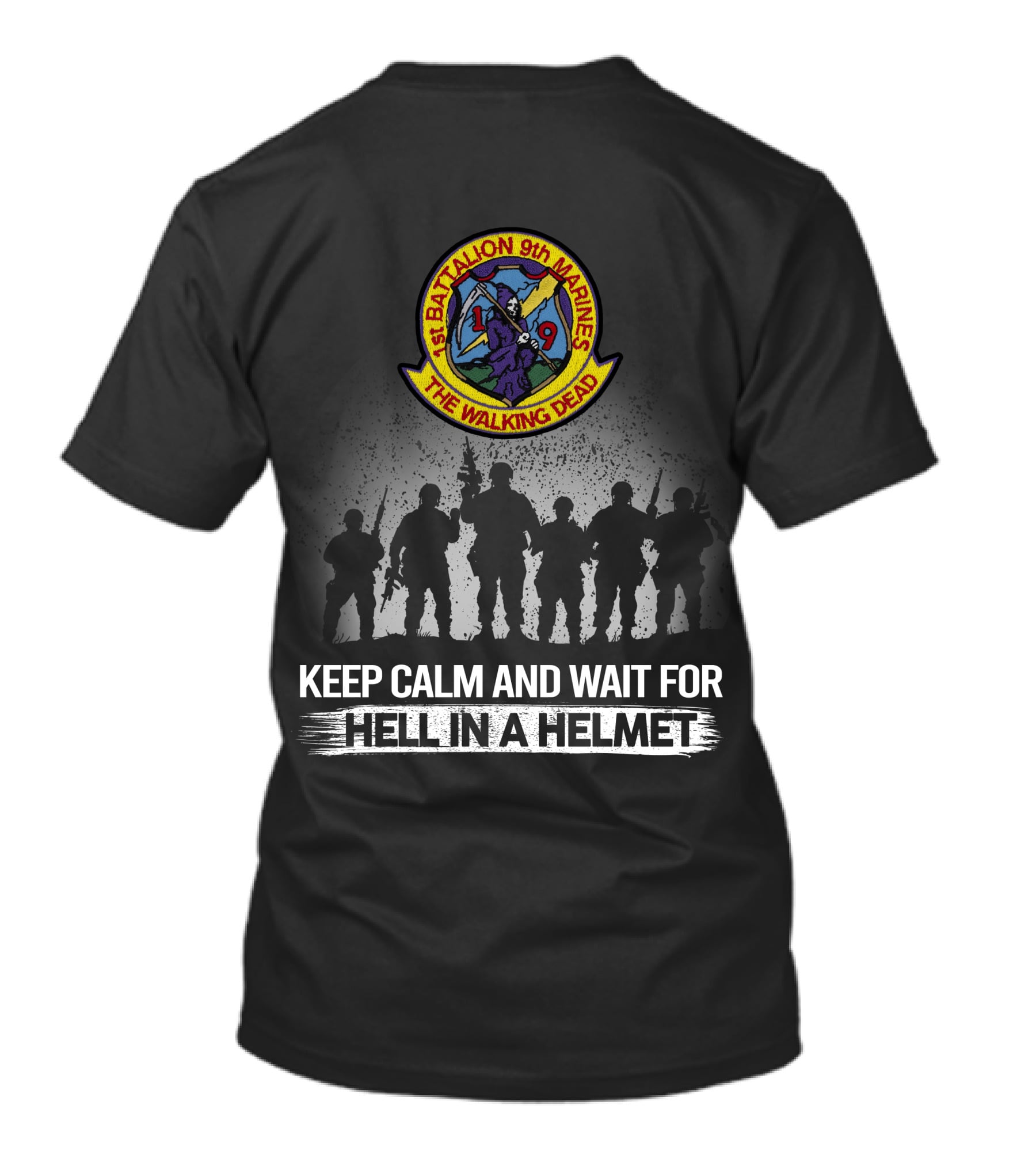 1St Battalion 9Th Marines The Walking Dead Keep Calm And Wait For Hell In A Helmet T-Shirt
