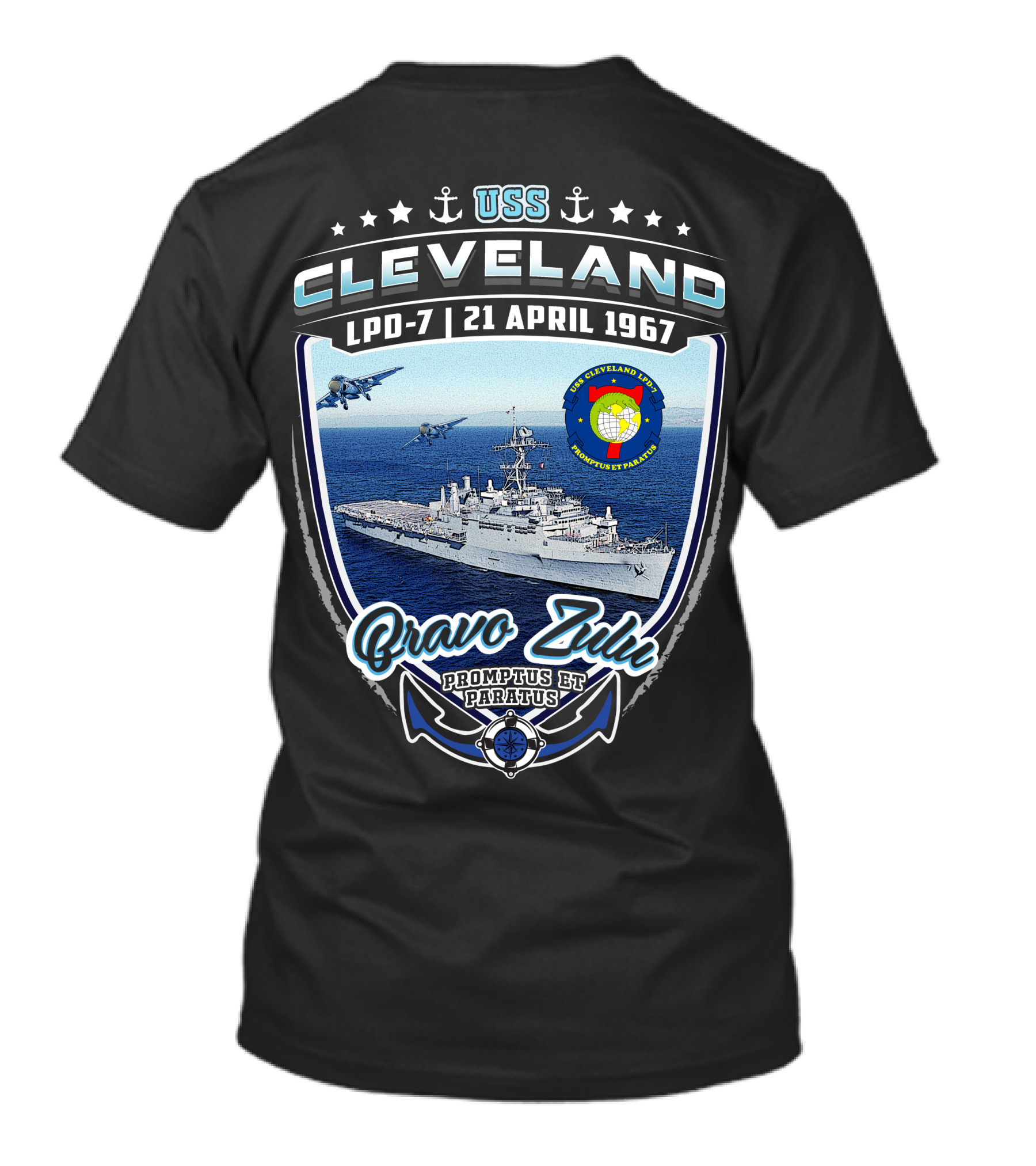 Uss Cleveland Lpd-7 Bravo Zulu 21 April 1967 Promptus Et Paratus T-Shirt