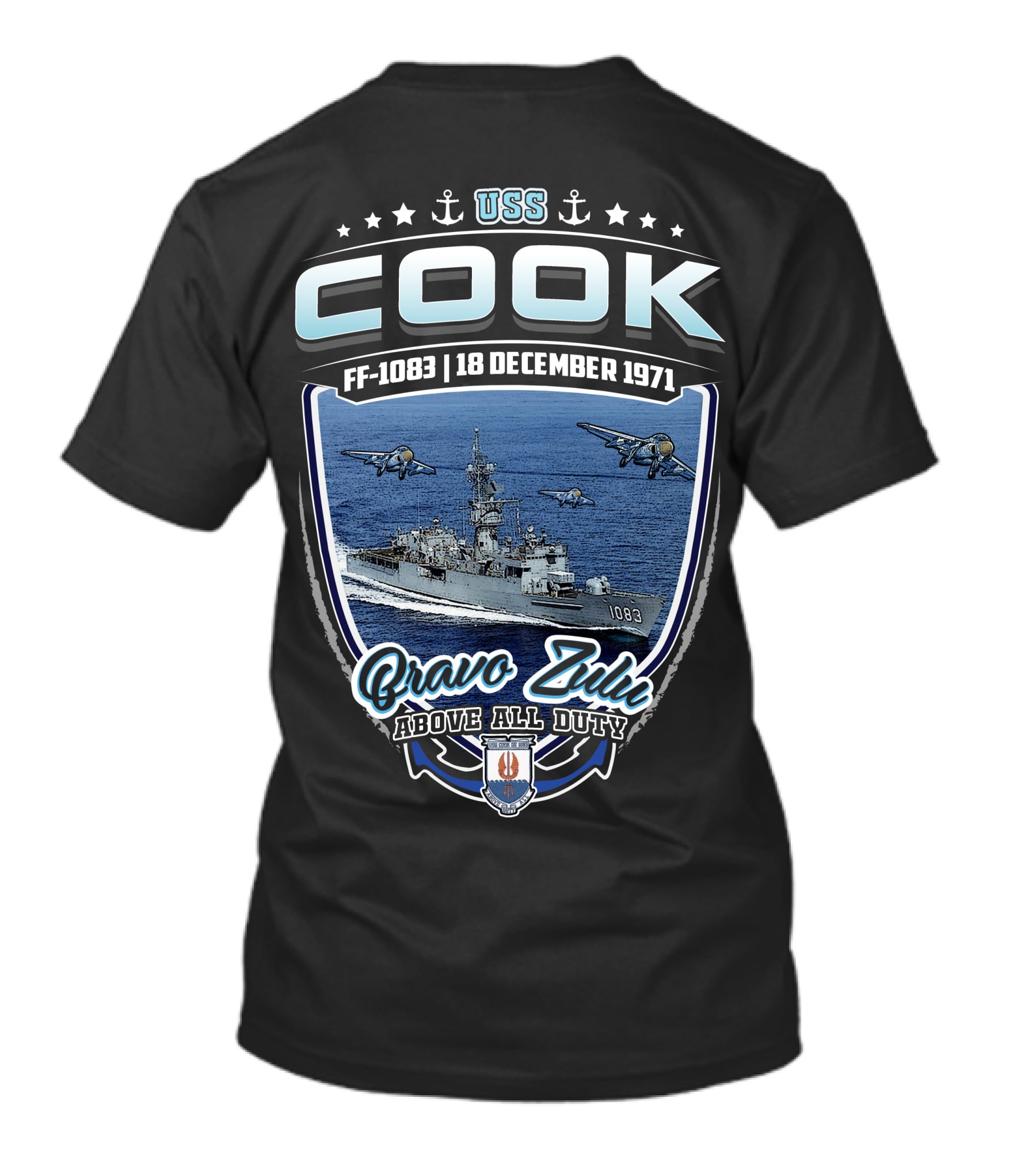 Uss Cook Ff-1083 18 December 1971 Bravo Zulu Above All Duty T-Shirt