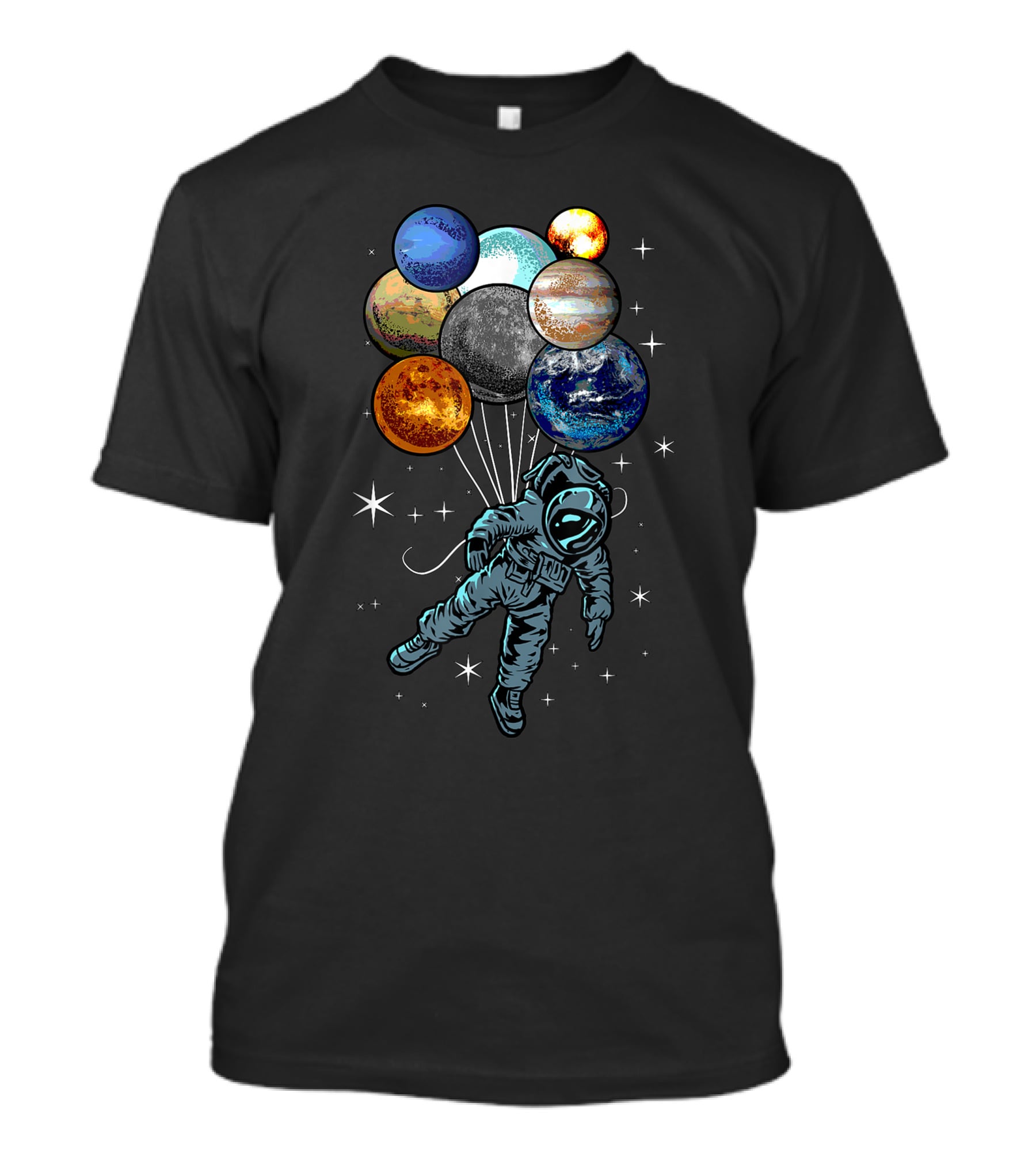 Astronaut Space Funny Spaceman Planets Balloons Moon Nasa Perfect T-Shirt