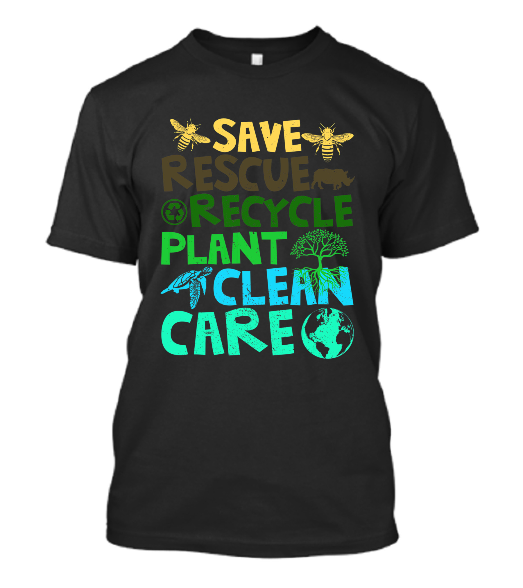 Save Bees Rescue Animals Recycle Plant Clean Care Earth Day T-Shirt