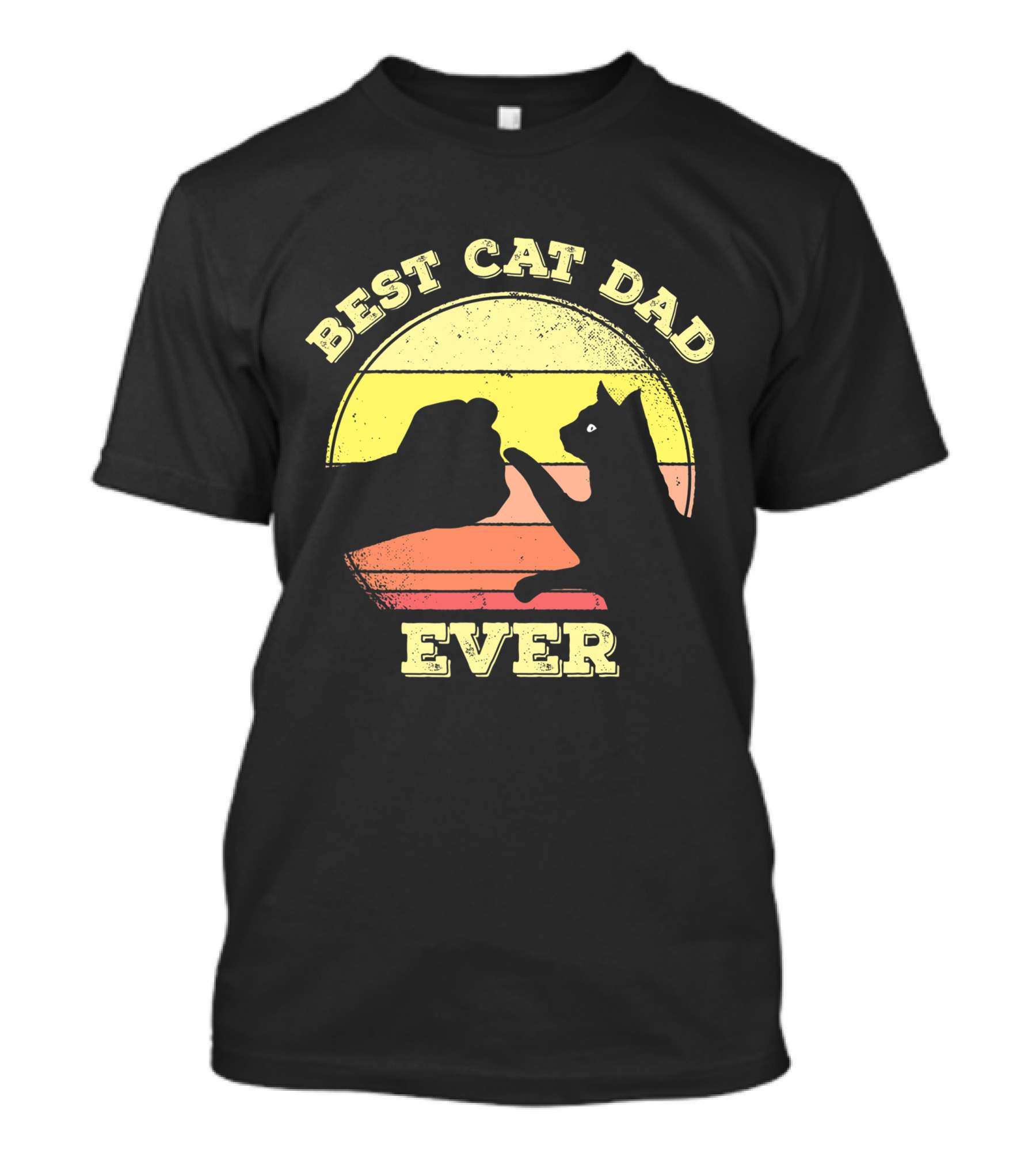Best Cat Dad Ever Vintage Sunset Funny Cat Lover T-Shirt