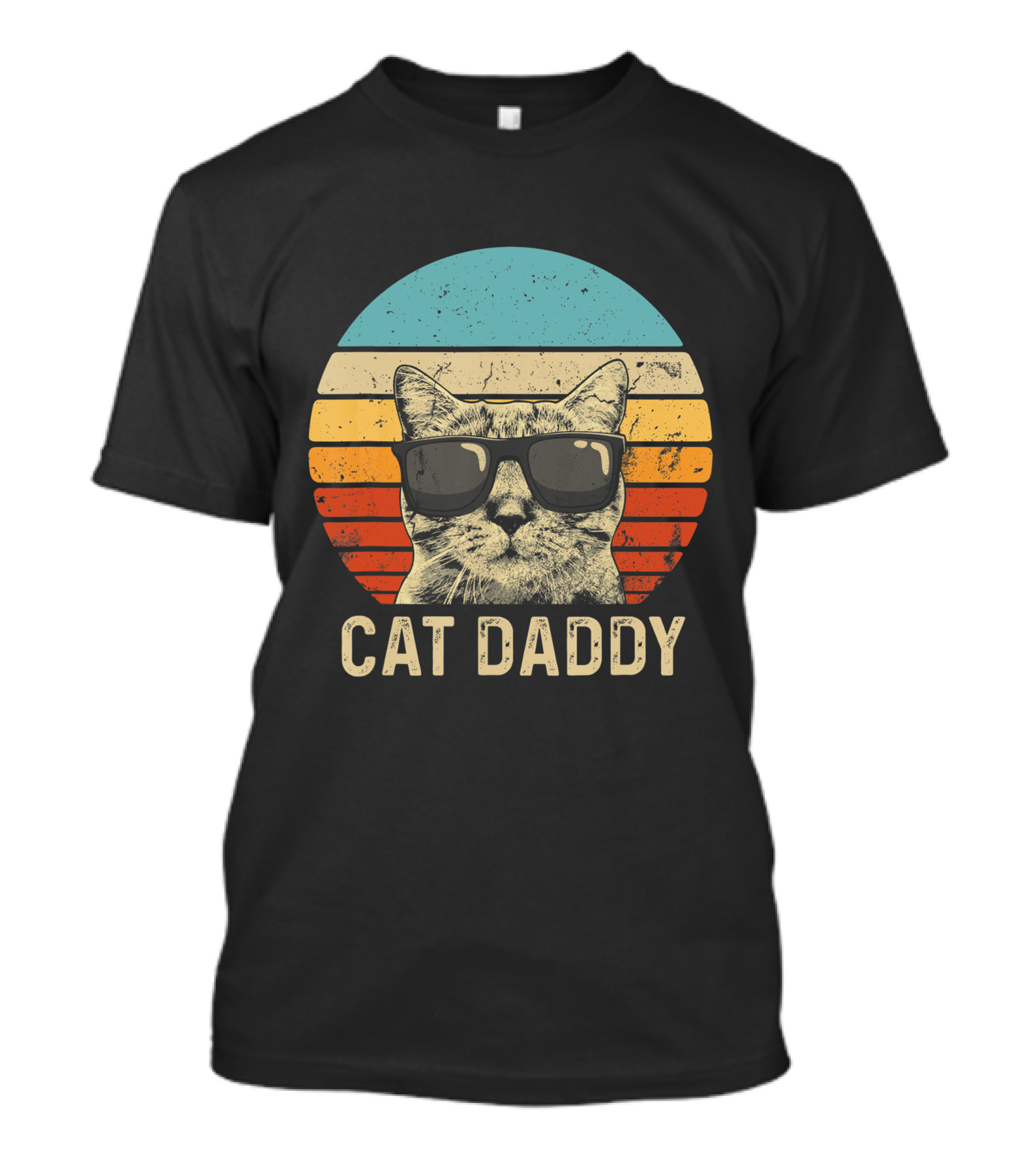 Mens Vintage Cat Daddy Funny Cat Lover Cat Dad Fathers Retro Sunglasses Cat T-Shirt