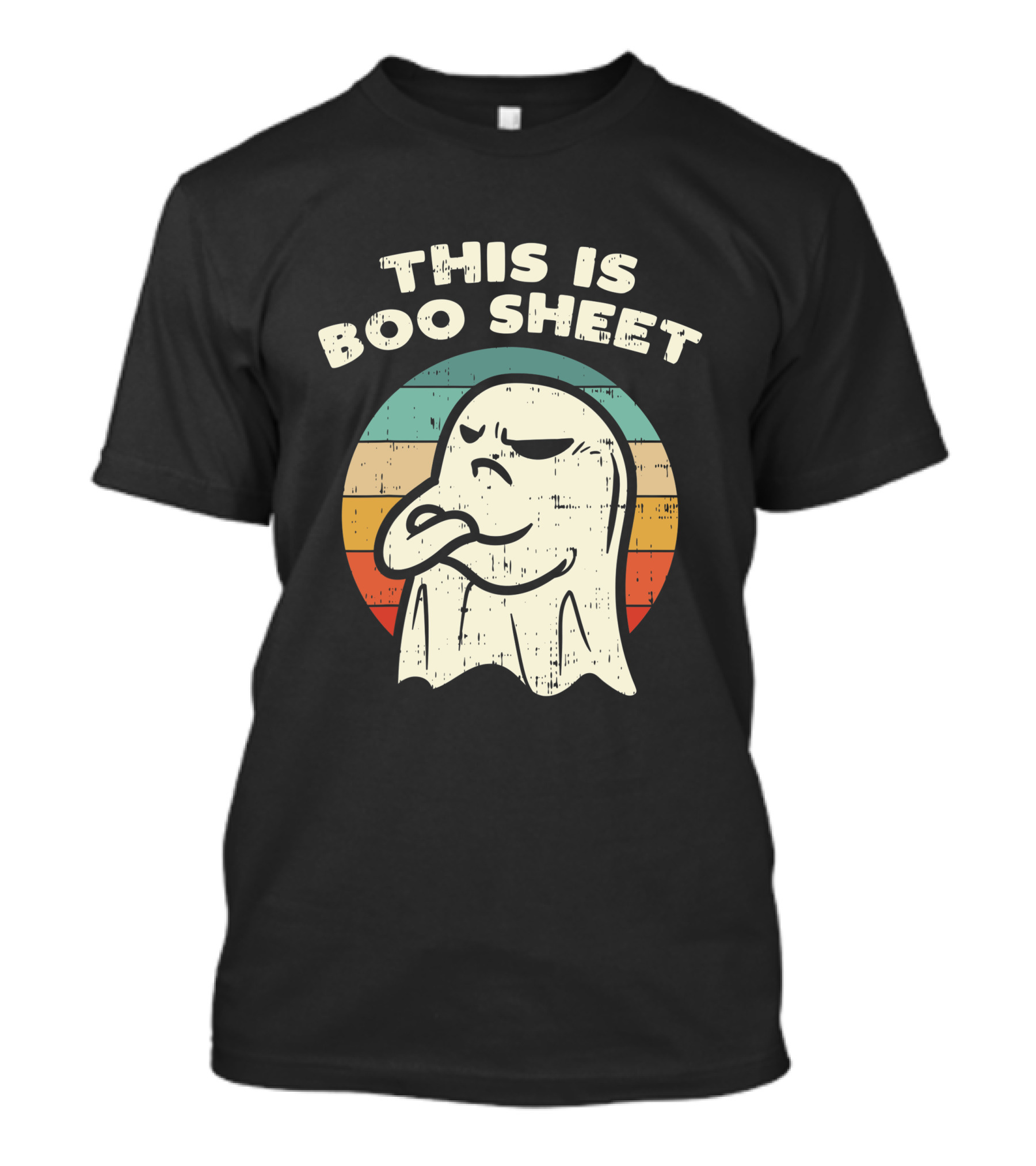 This Is Boo Sheet Vintage Ghost Halloween Retro Stripes T-Shirt