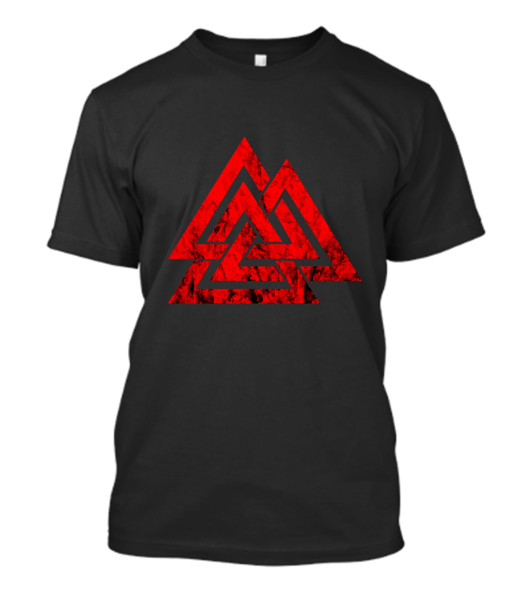 Valknut Symbol Nordic Viking Odin Sign Wicca Red Triangles T-Shirt