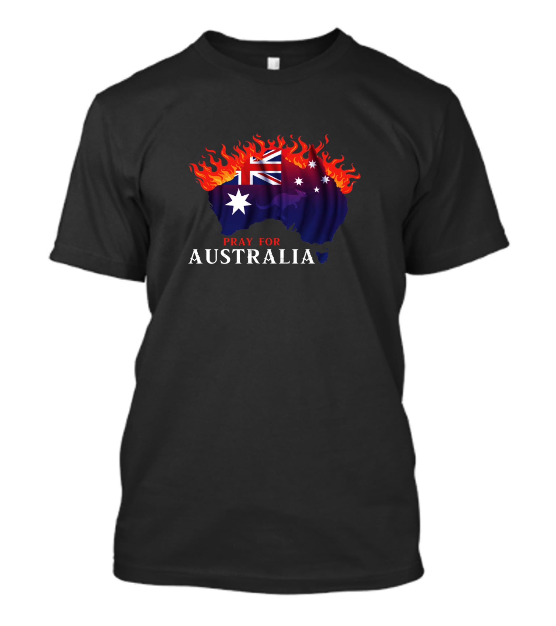 Pray For Australia Fire Relief Support Australia Flag In Flames T-Shirt