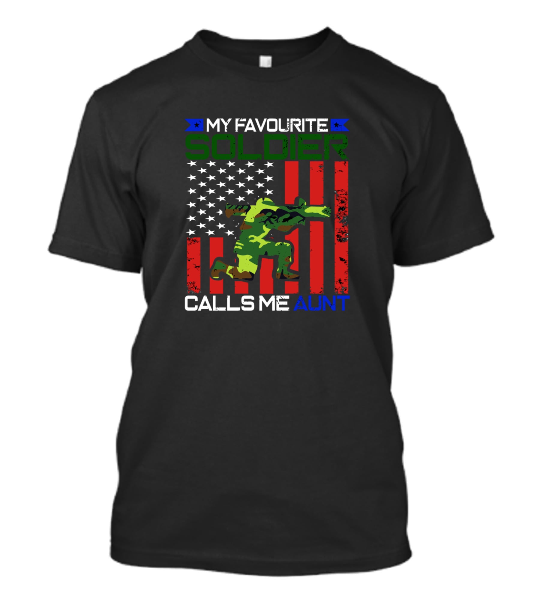 My Favourite Soldier Calls Me Aunt American Flag Camo Soldier T-Shirt