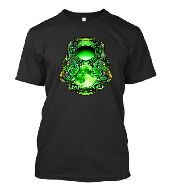 Irish Astronaut Holding Green Moon St Patricks Day Space Galaxy T-Shirt