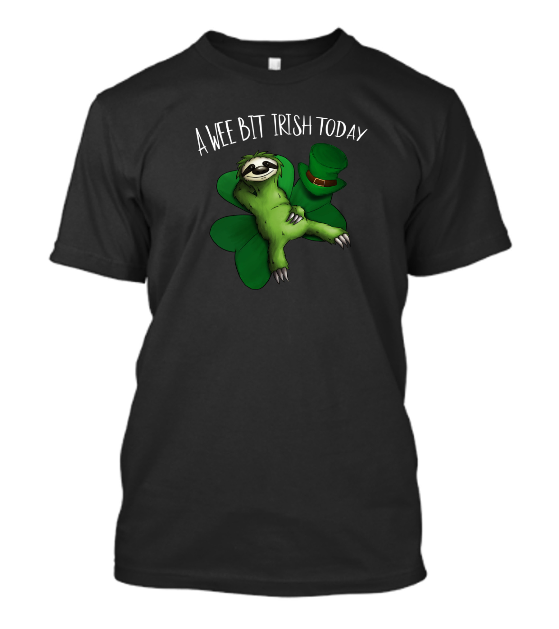 A Wee Bit Irish Today Chilling Sloth With Shamrock And Leprechaun Hat St Patty's Day T-Shirt