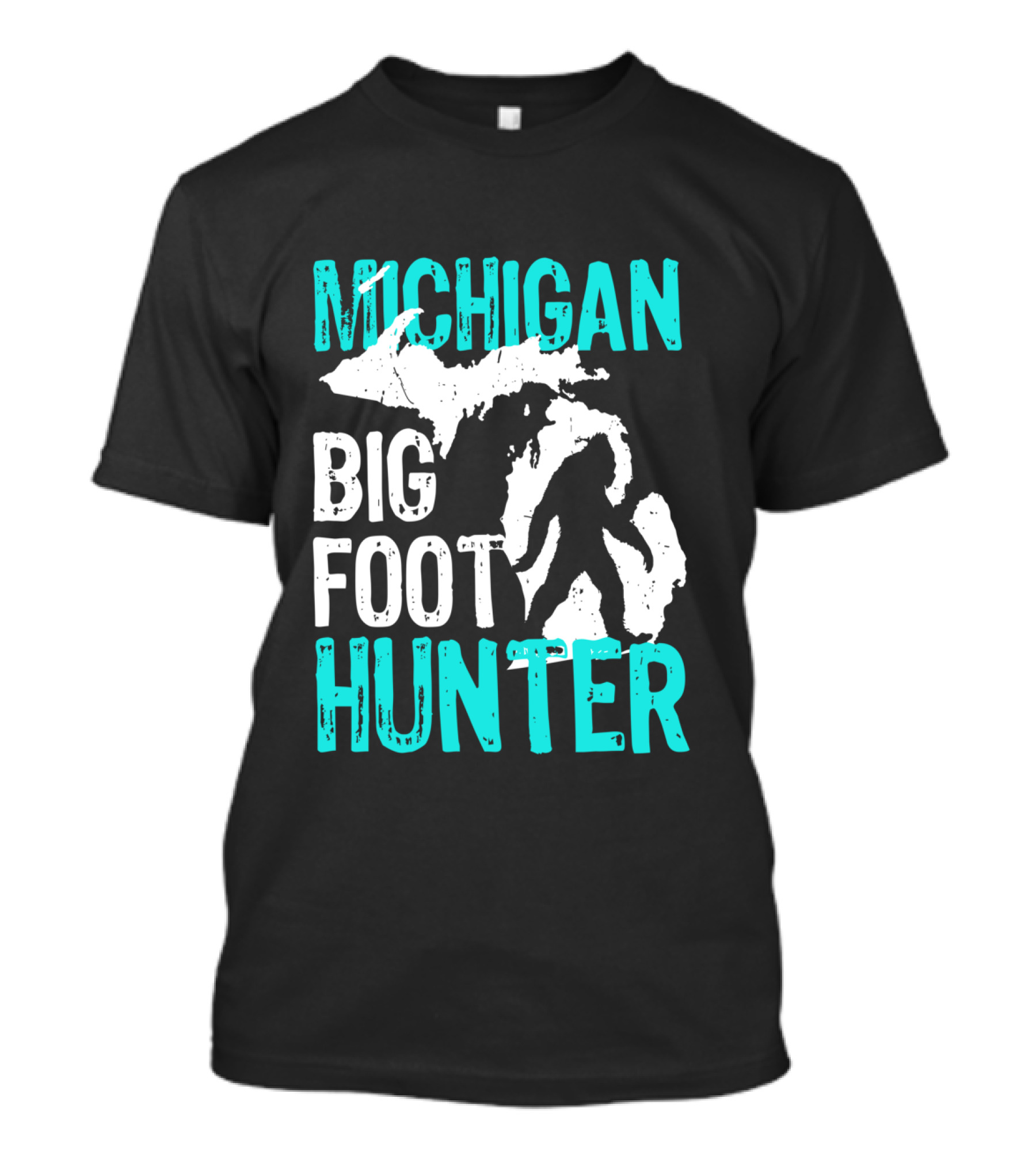 Michigan Bigfoot Hunter Bigfoot Silhouette On Michigan Map T-Shirt