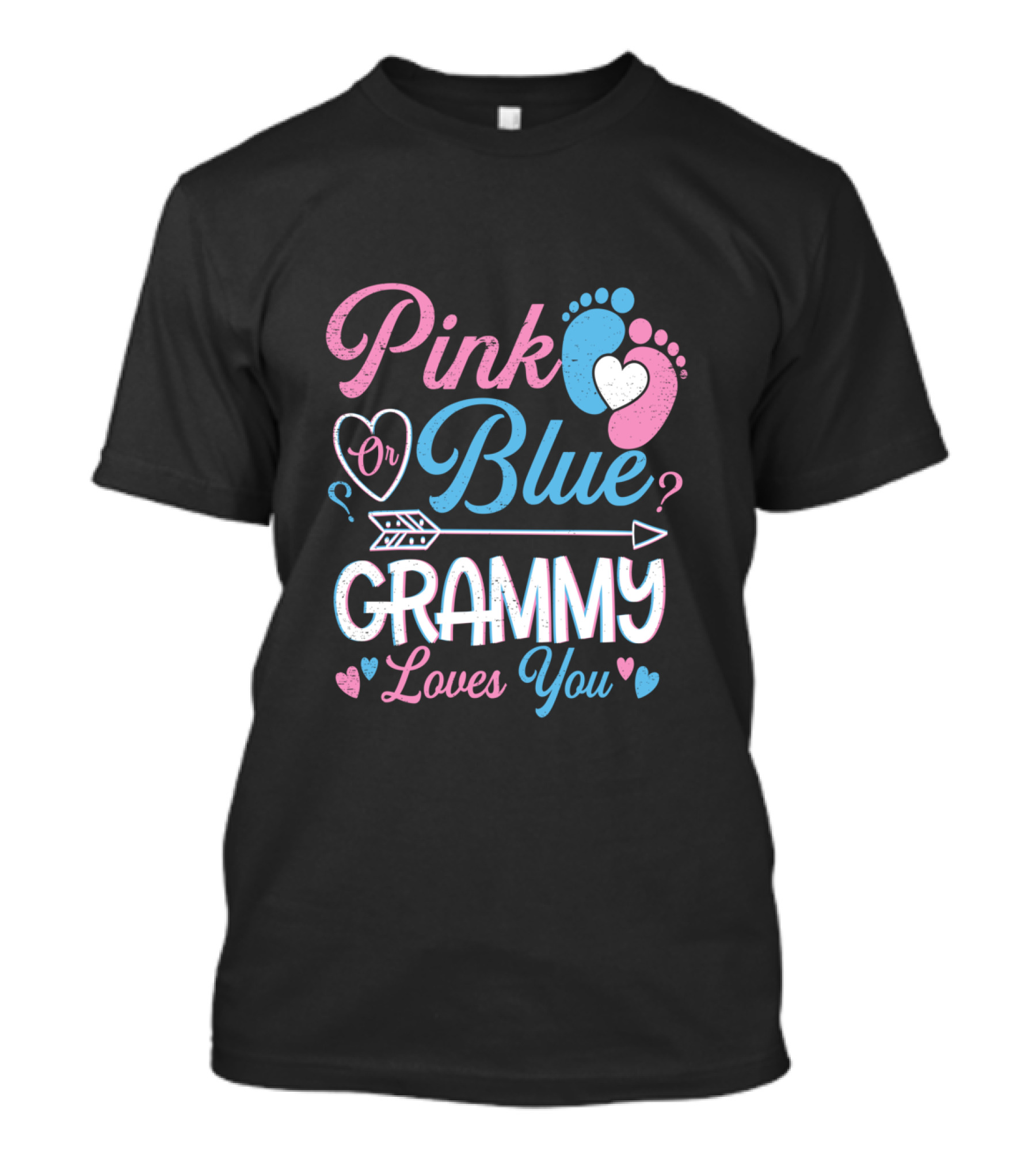 Pink Or Blue Grammy Loves You Heart Arrow Feet Question Marks T-Shirt