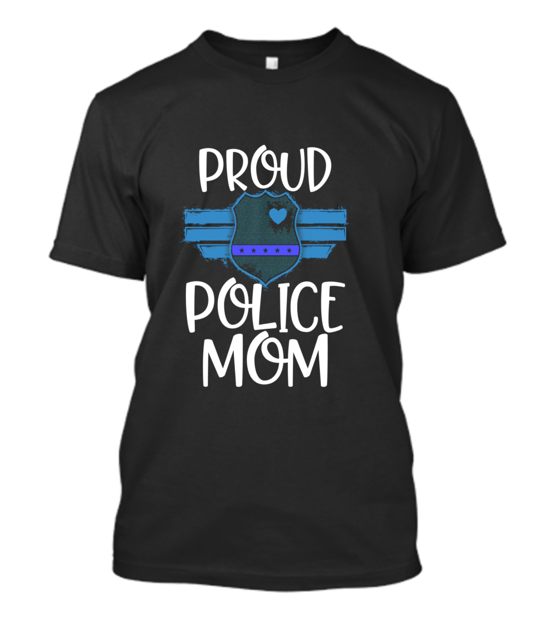 Proud Police Mom Thin Blue Line Badge Heart T-Shirt