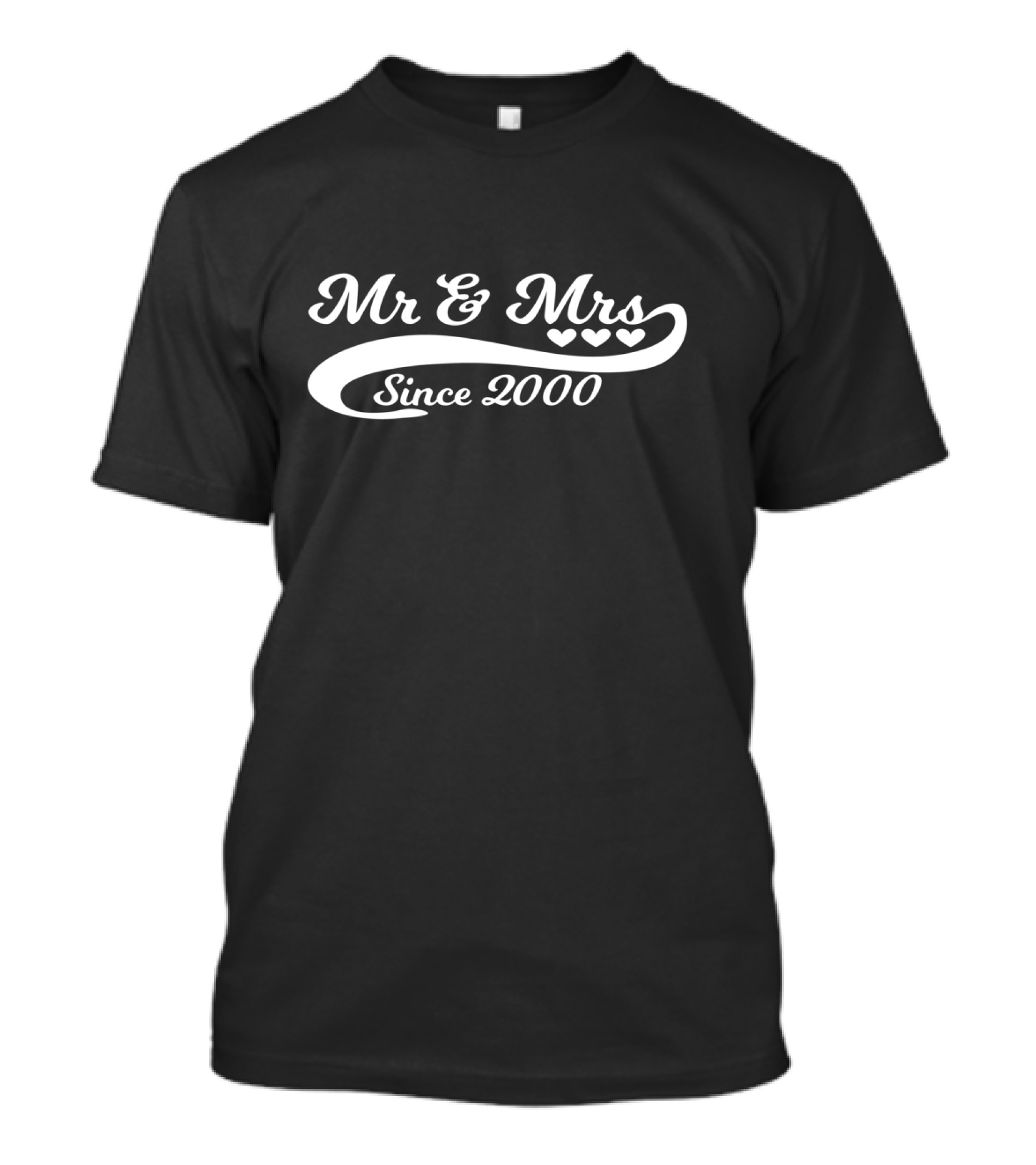 Mr And Mrs Since 2000 Wedding Date Celebration Hearts T-Shirt