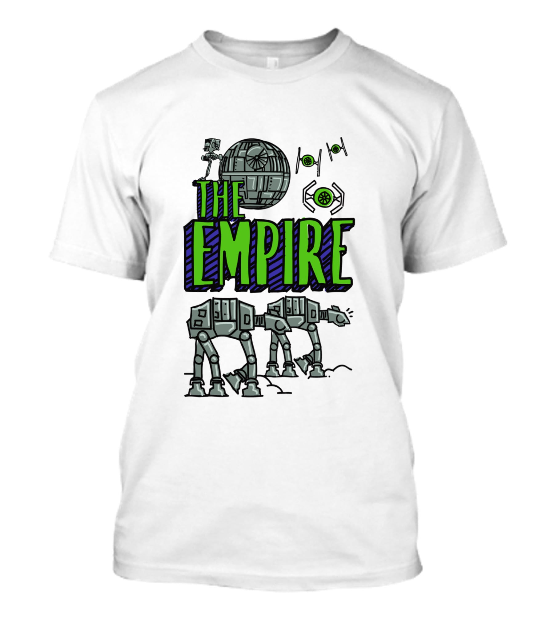 Star Wars The Empire Death Star And AT-AT Walkers Doodle T-Shirt