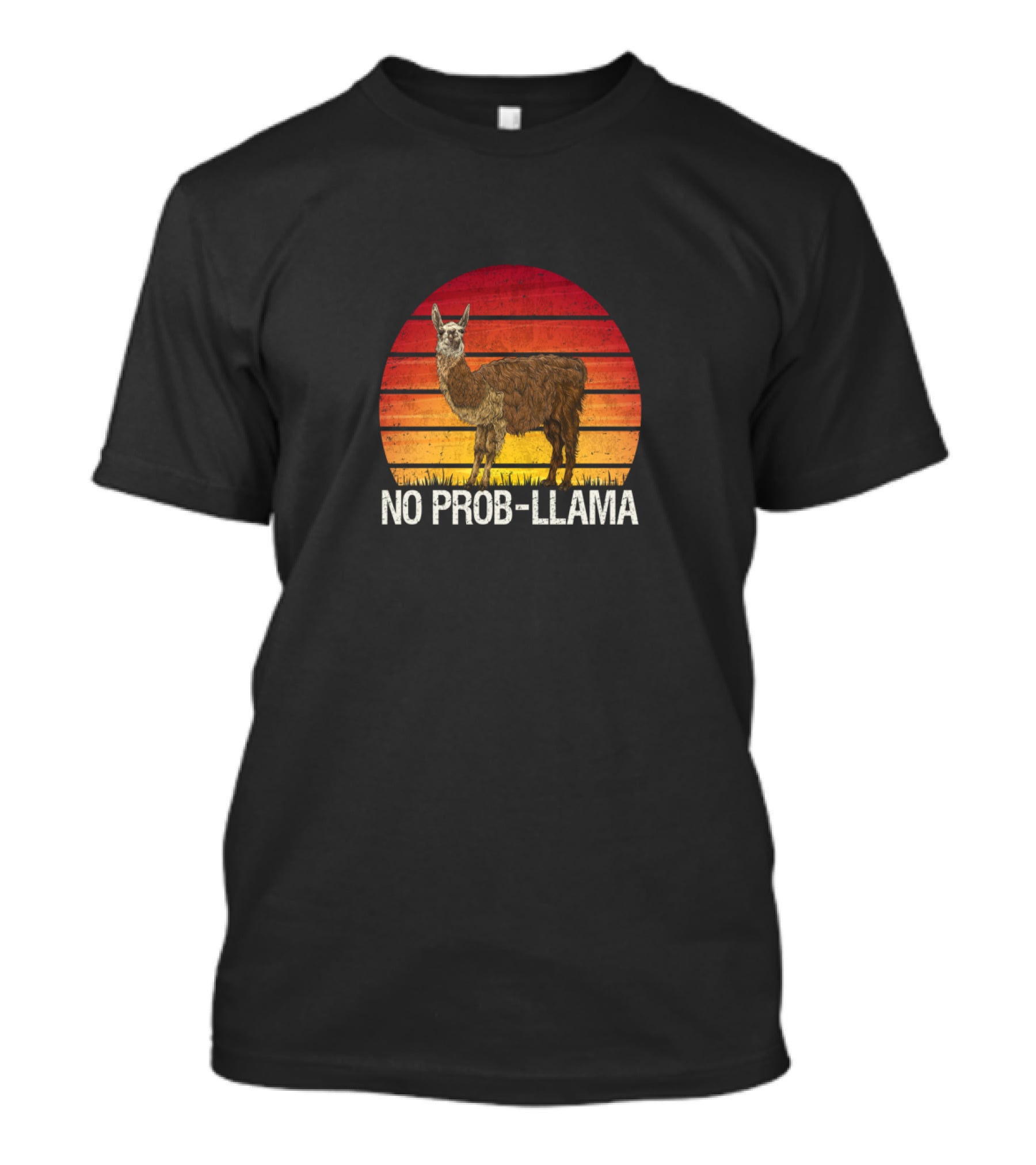 NO PROB LLAMA Vintage Llama Alpaca Retro Sunset T-Shirt