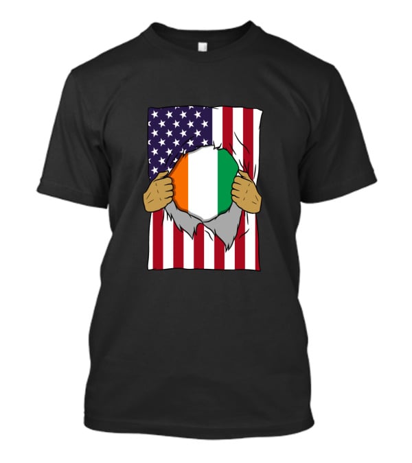 Ivory Coast Flag Inside American Flag Ivorian Pride Home T-Shirt