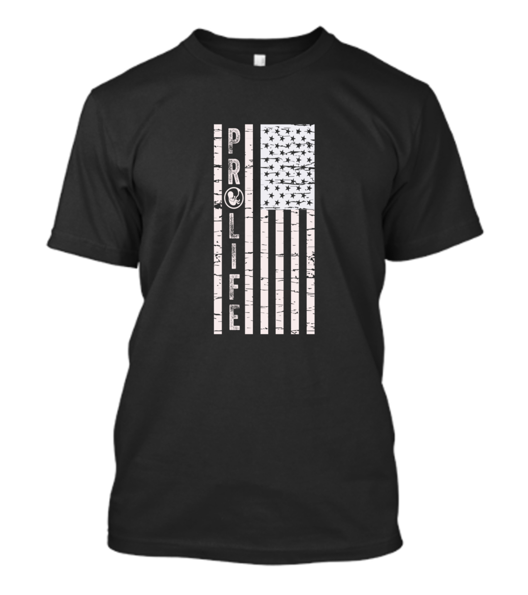 Pro Life Save Unborn Babies Lives American Flag Vertical Distressed T-Shirt