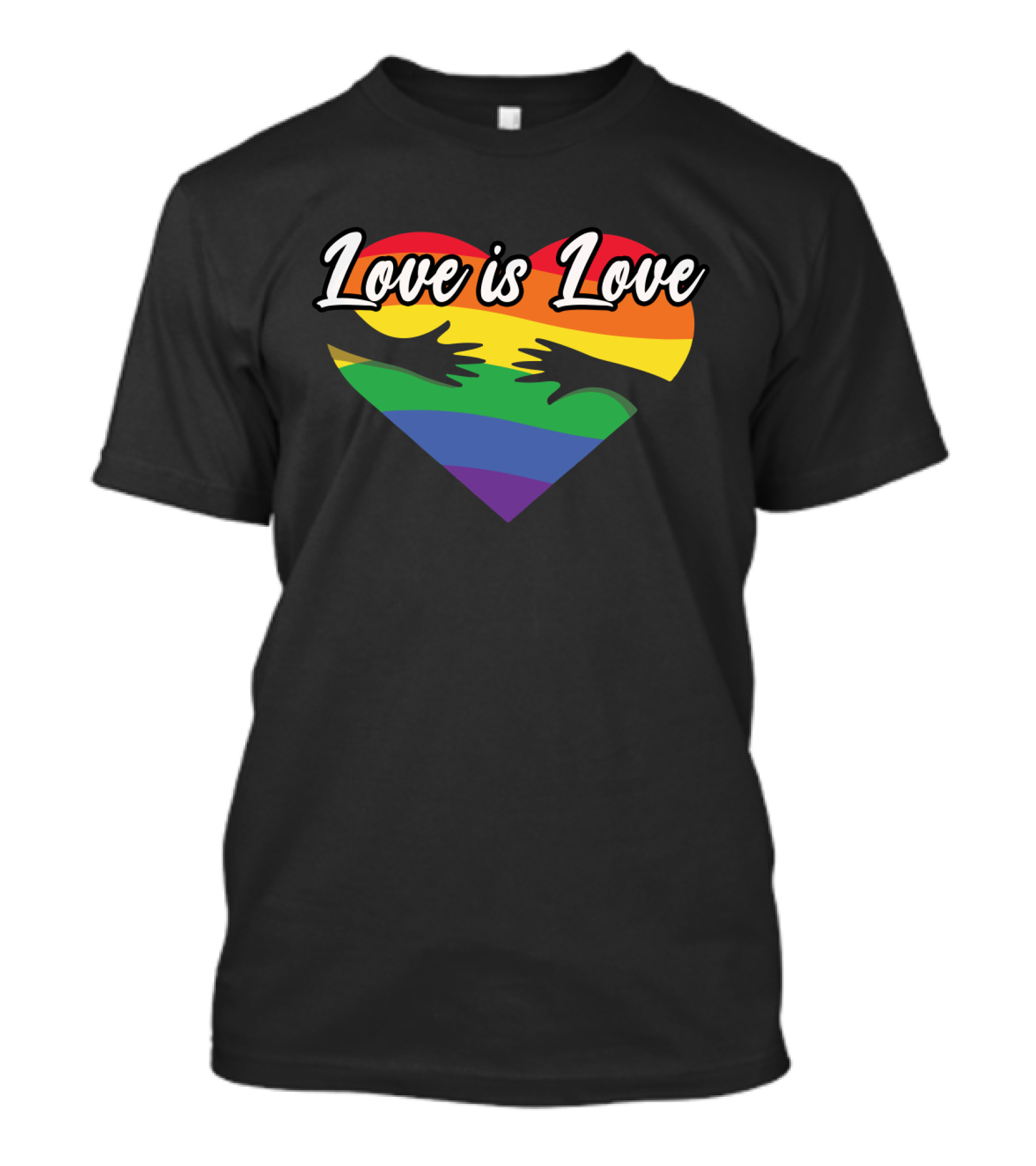 Love Is Love Heart With Hands And Rainbow Flag T-Shirt