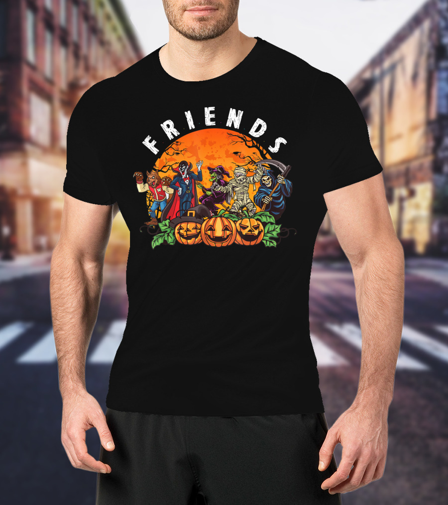 Friends Cartoon Horror Movie Monsters Halloween Icons T-Shirt
