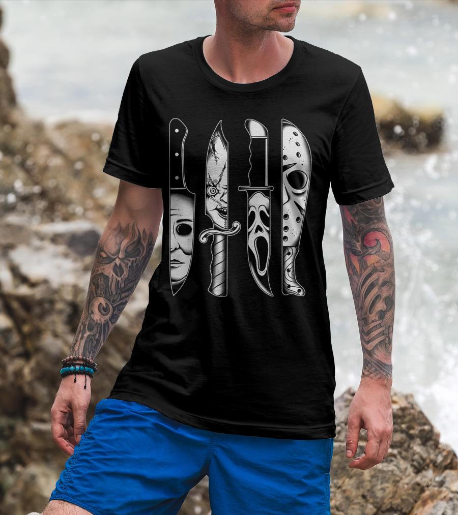 Horror Movie Knives Machete Friday Scary Icons T-Shirt