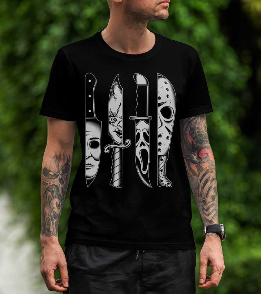 Horror Movie Knives Machete Friday Scary Icons T-Shirt