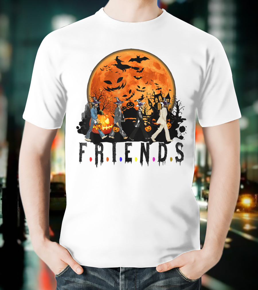 Halloween Friends Full Moon Walk With Characters Trick Or Treat T-Shirt