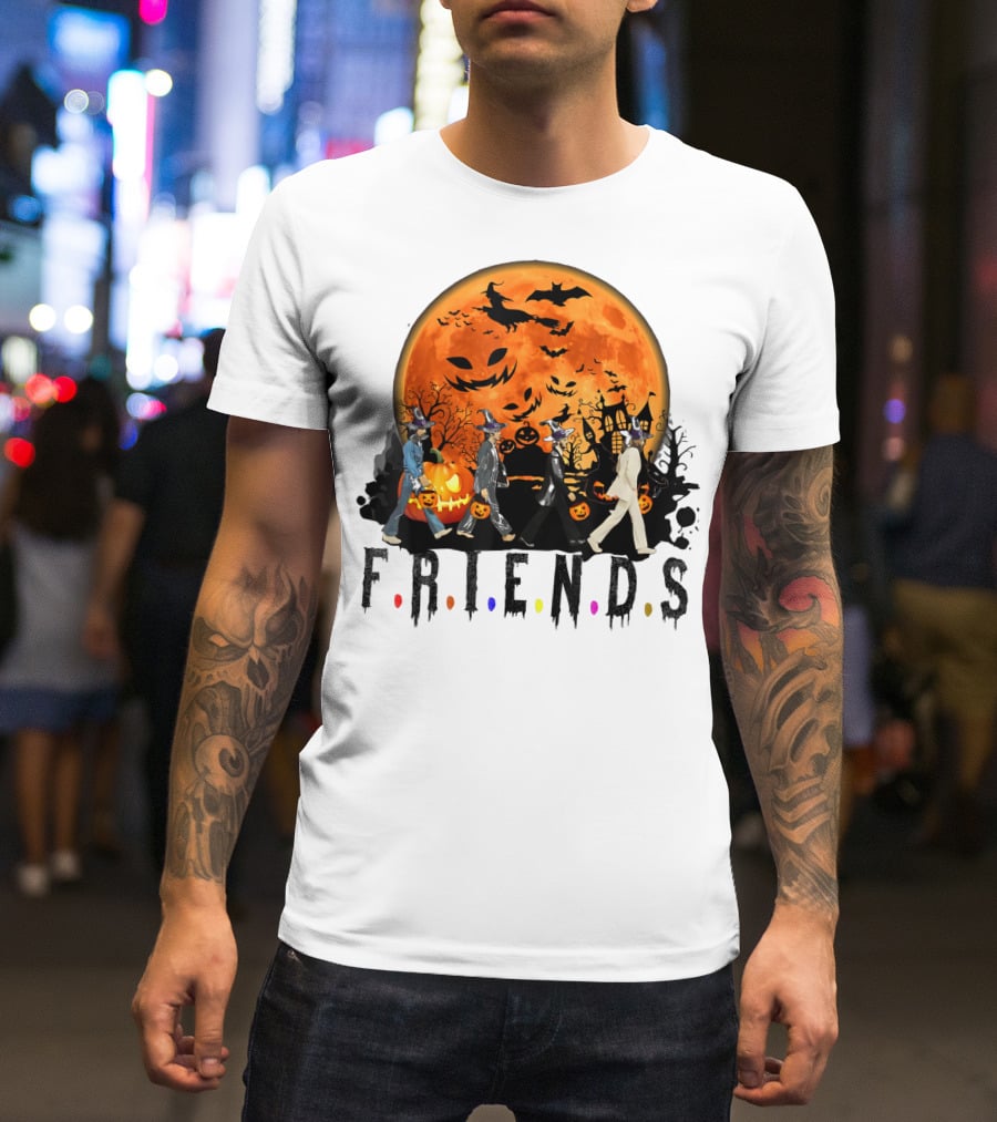 Halloween Friends Full Moon Walk With Characters Trick Or Treat T-Shirt