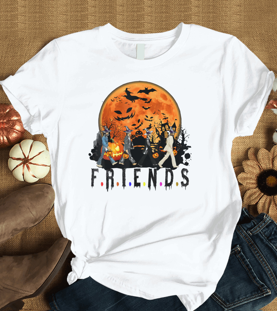 Halloween Friends Full Moon Walk With Characters Trick Or Treat T-Shirt