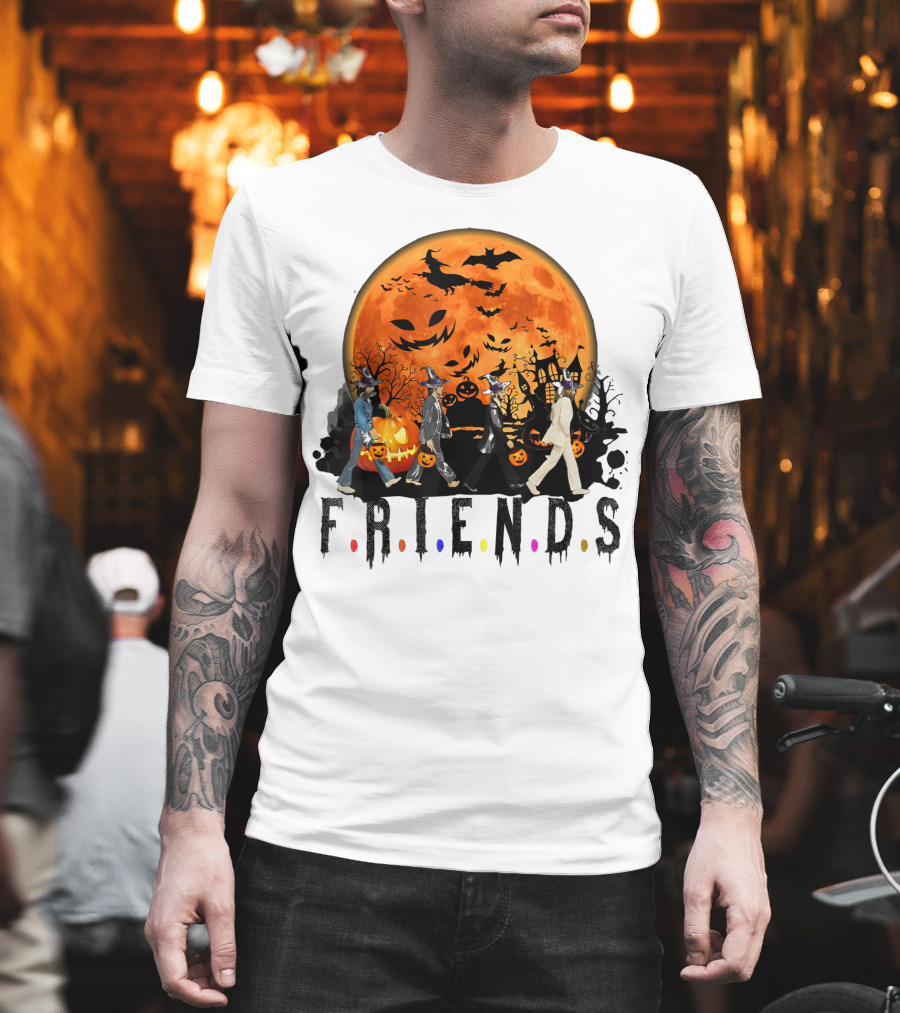 Halloween Friends Full Moon Walk With Characters Trick Or Treat T-Shirt
