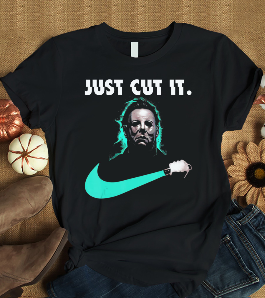 Just Cut It Horror Vintage Halloween Michael Myers Knife Swoosh T-Shirt