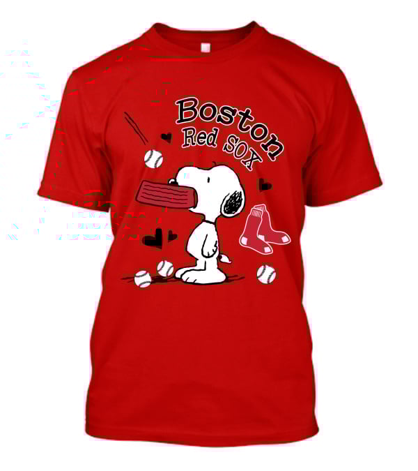 Boston Red Sox Snoopy Baseball Hearts T-Shirt