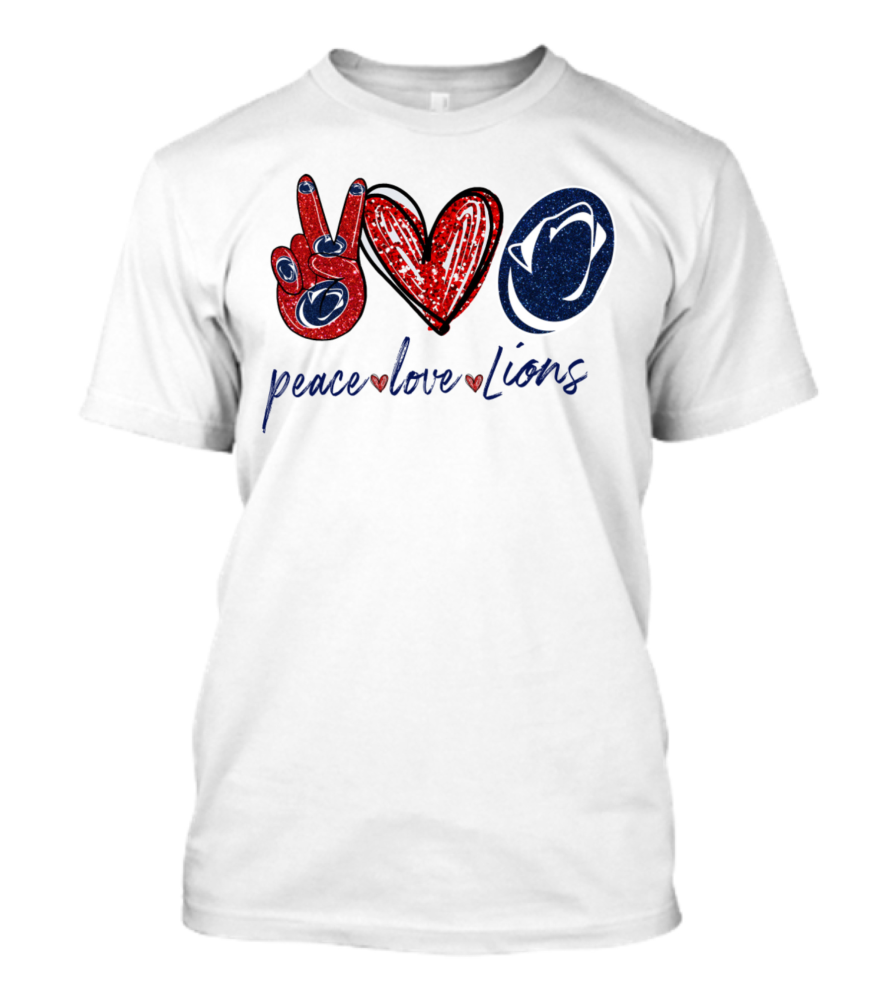 Peace Love Lions Penn State Blue And White T-Shirt