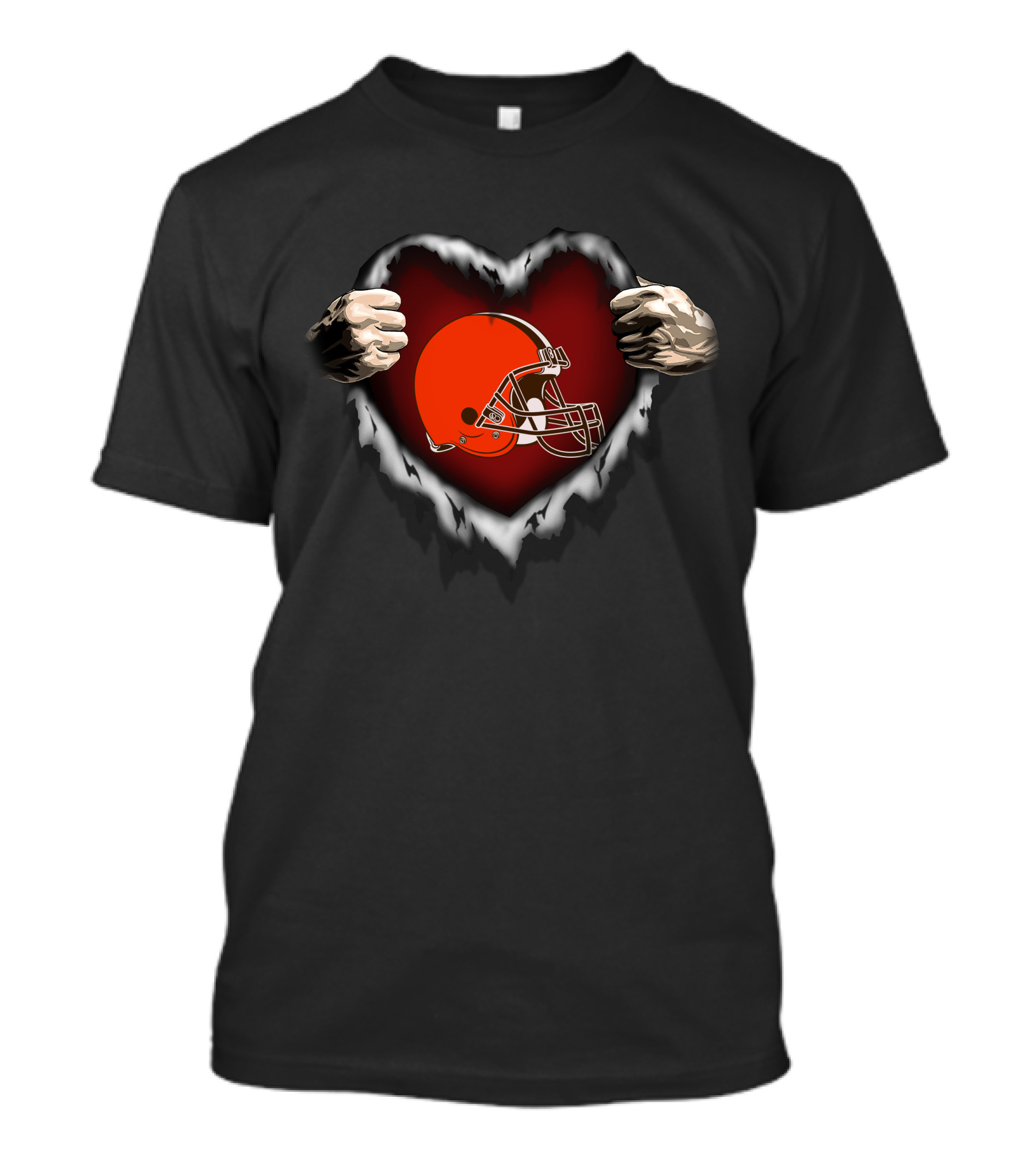 Cleveland Browns Heart Ripped Football T-Shirt