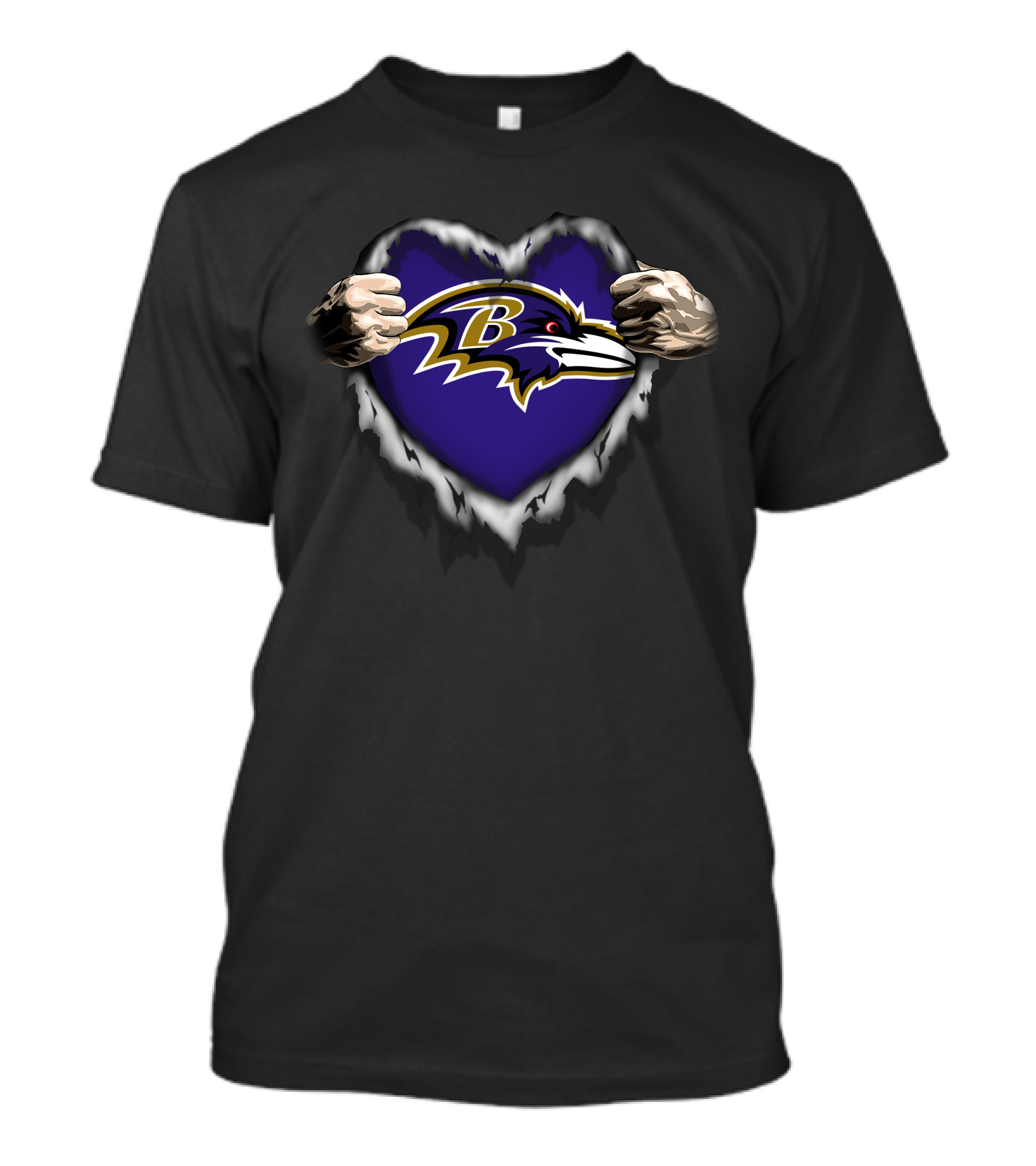 Baltimore Ravens Heart Ripped T-Shirt
