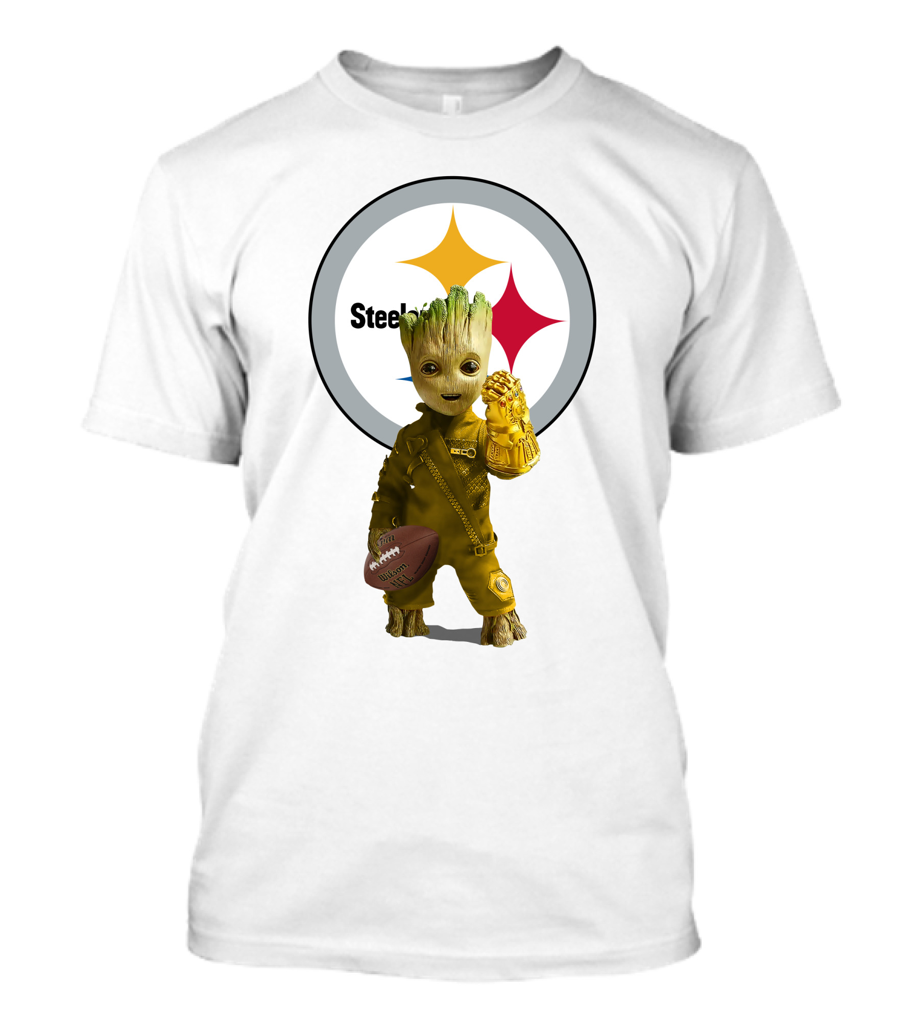 Pittsburgh Steelers Groot Football Infinity Gauntlet Fan T-Shirt
