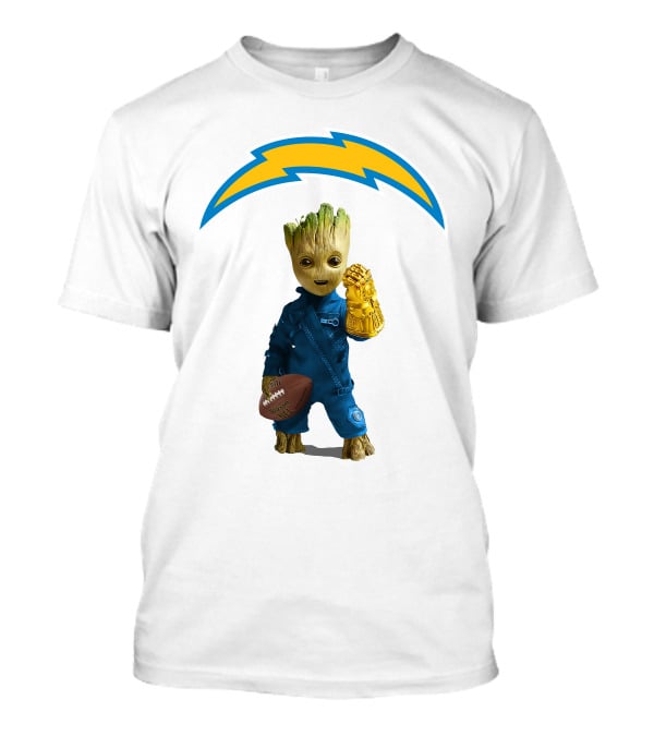 Los Angeles Chargers Groot Infinity Gauntlet Football T-Shirt