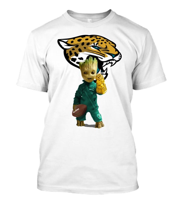 Jacksonville Jaguars Groot Football Infinity Gauntlet T-Shirt