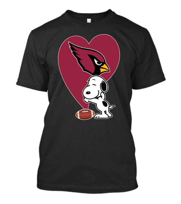 Arizona Cardinals Snoopy Hug Football Heart T-Shirt