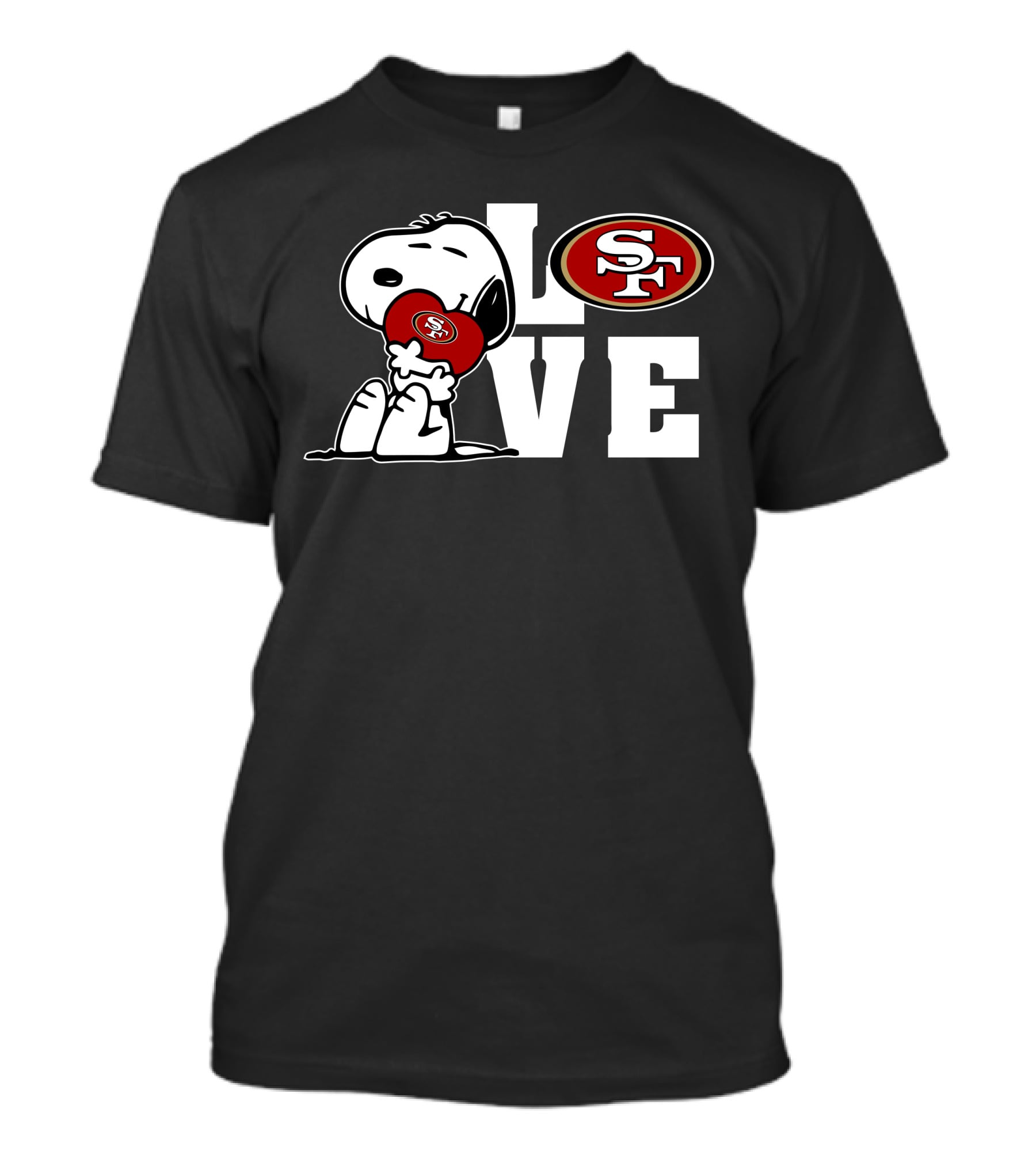 Snoopy Love San Francisco 49ers SF Logo Peanuts Football T-Shirt
