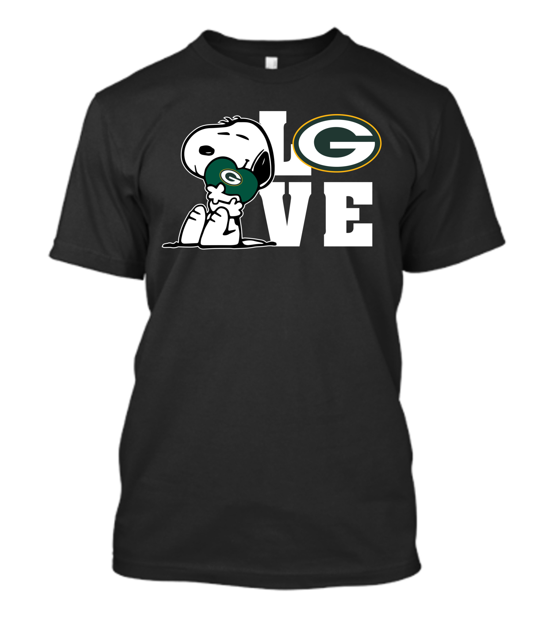 Snoopy Holding Green Bay Packers Football Love T-Shirt