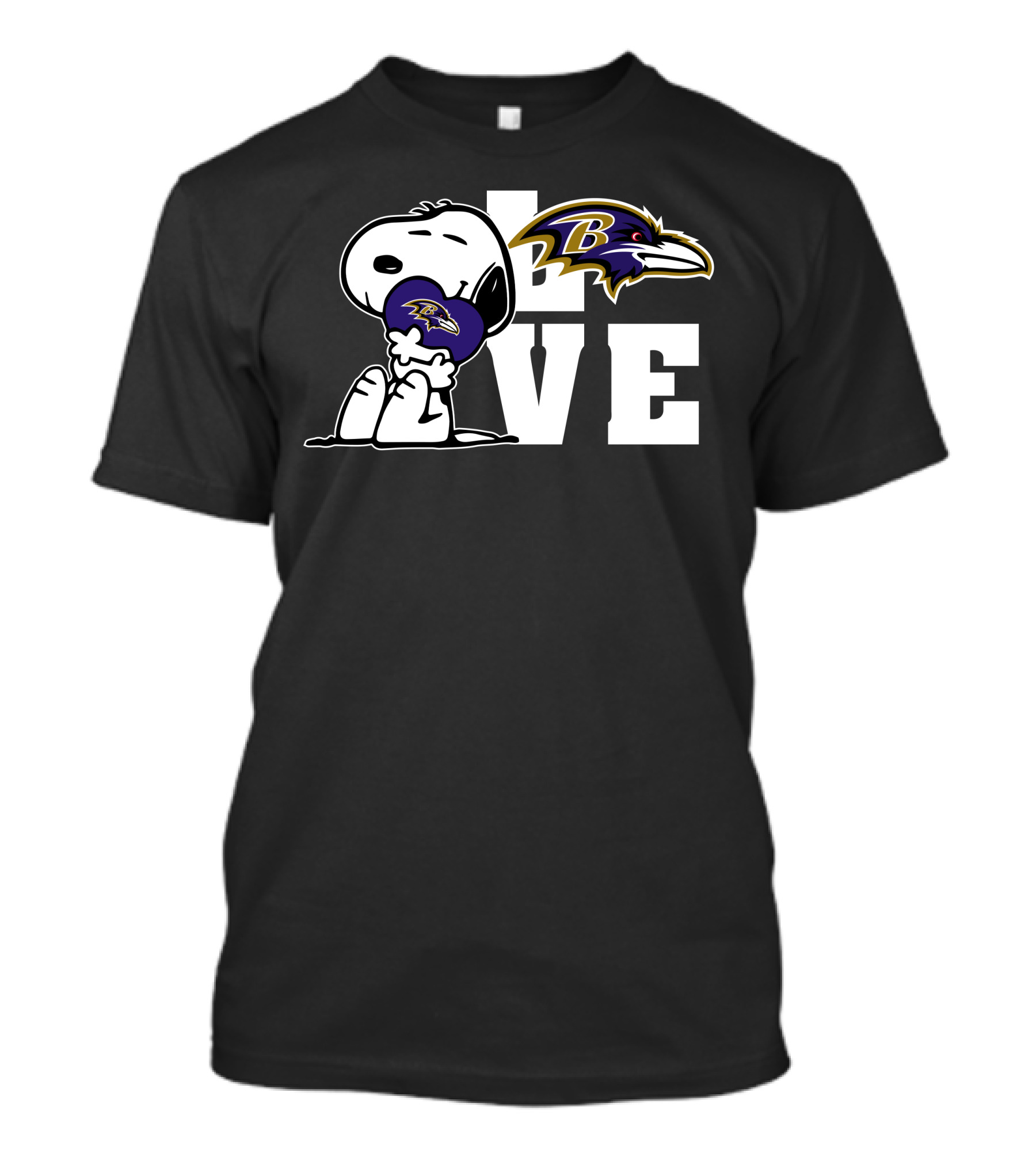 Snoopy Holding Baltimore Ravens Heart Love Ravens T-Shirt