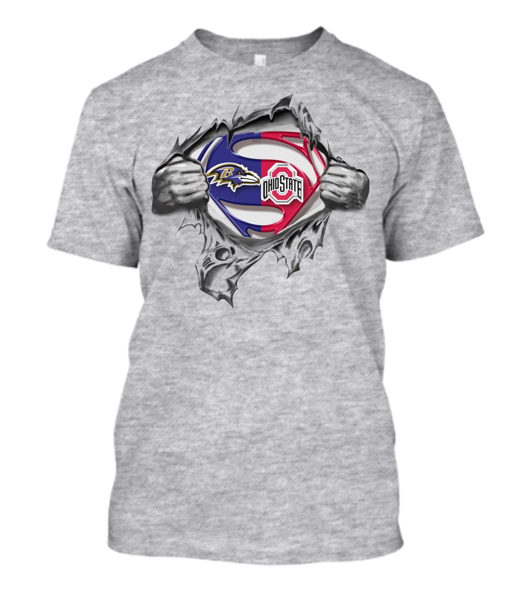 Baltimore Ravens Ohio State Buckeyes Superman Logo Crossover T-Shirt