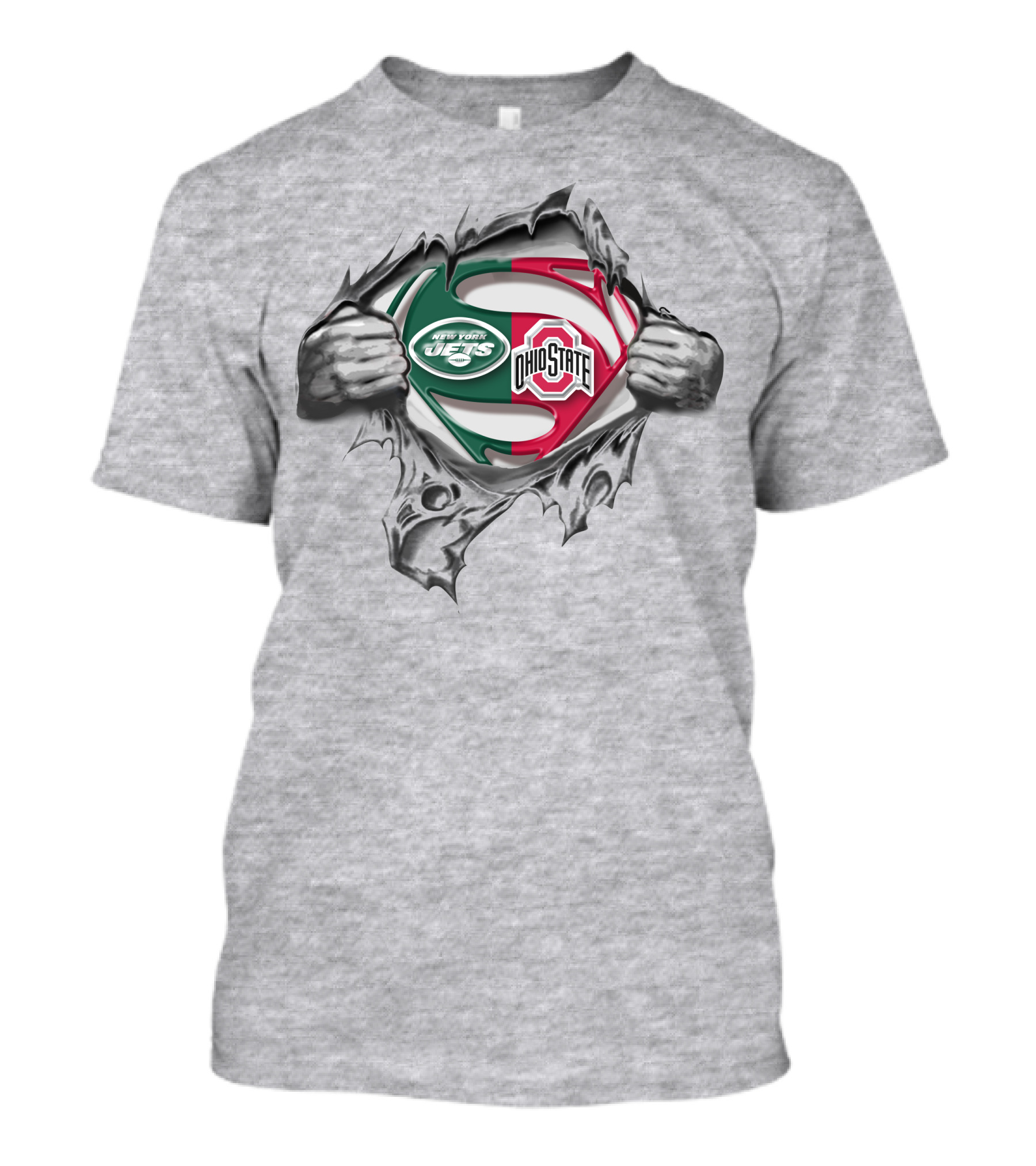 New York Jets Ohio State Buckeyes Superman Logo Crossover T-Shirt