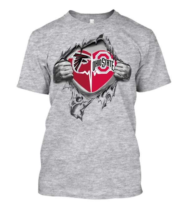 Atlanta Falcons Ohio State Buckeyes Heart Torn T-Shirt