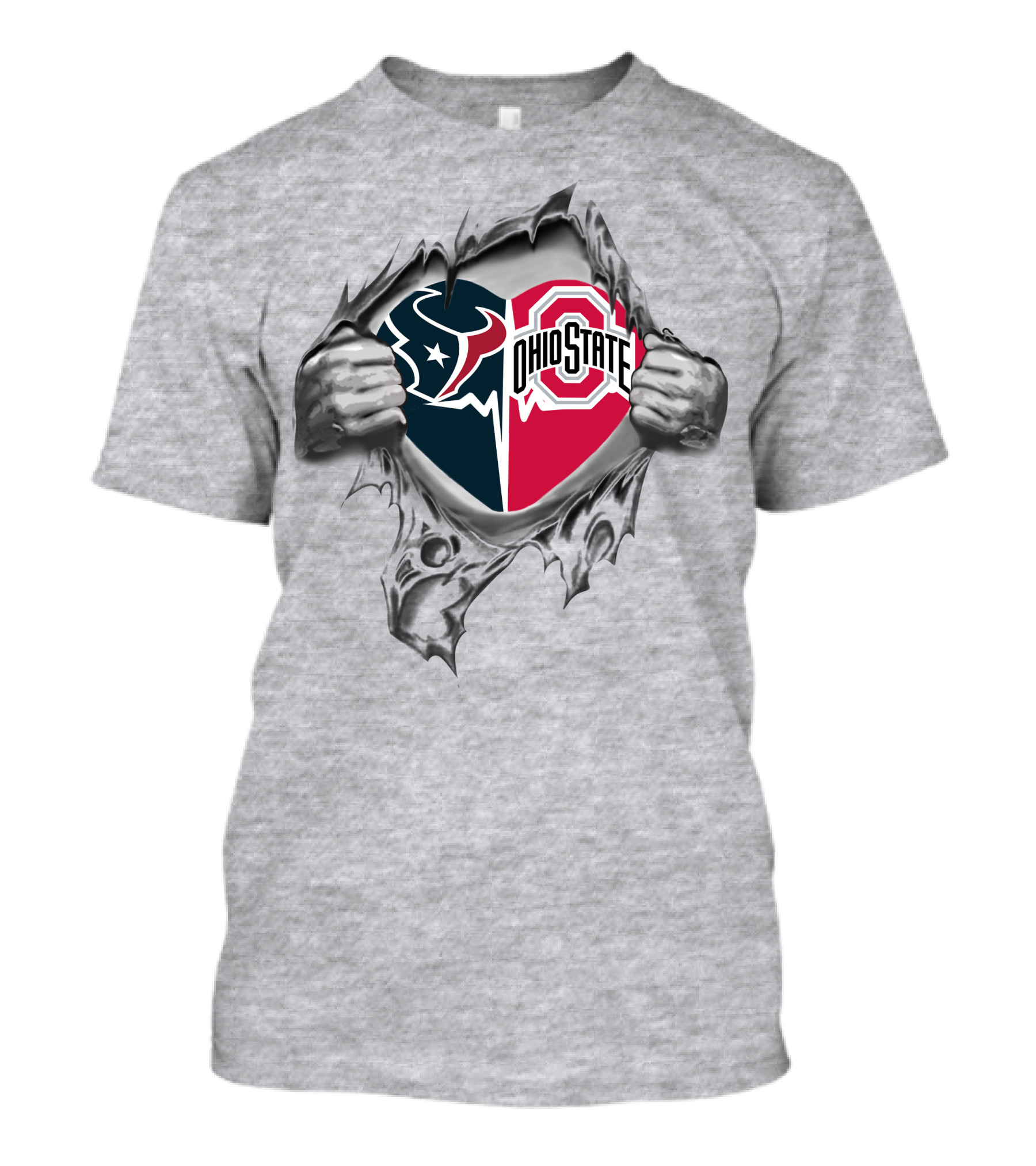 Houston Texans Ohio State Buckeyes Dual Logos Tearing T-Shirt
