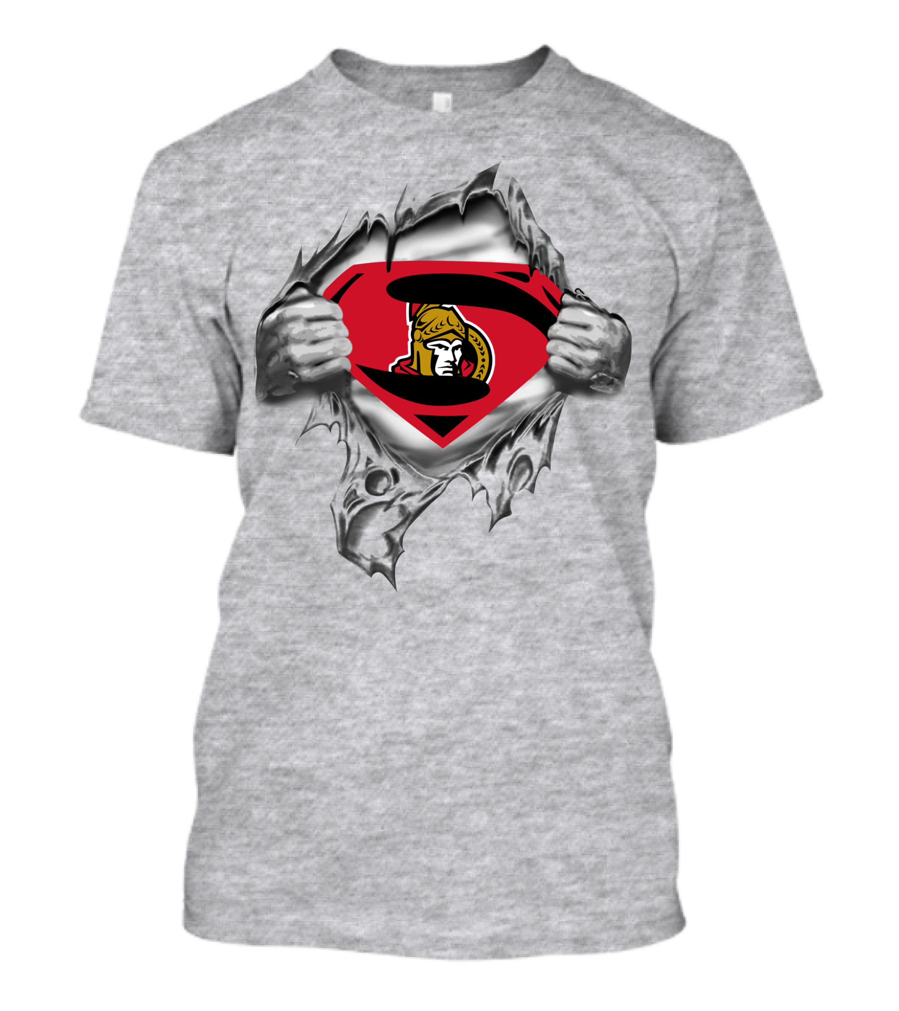 Ottawa Senators Superman Emblem With Ripped Chest T-Shirt