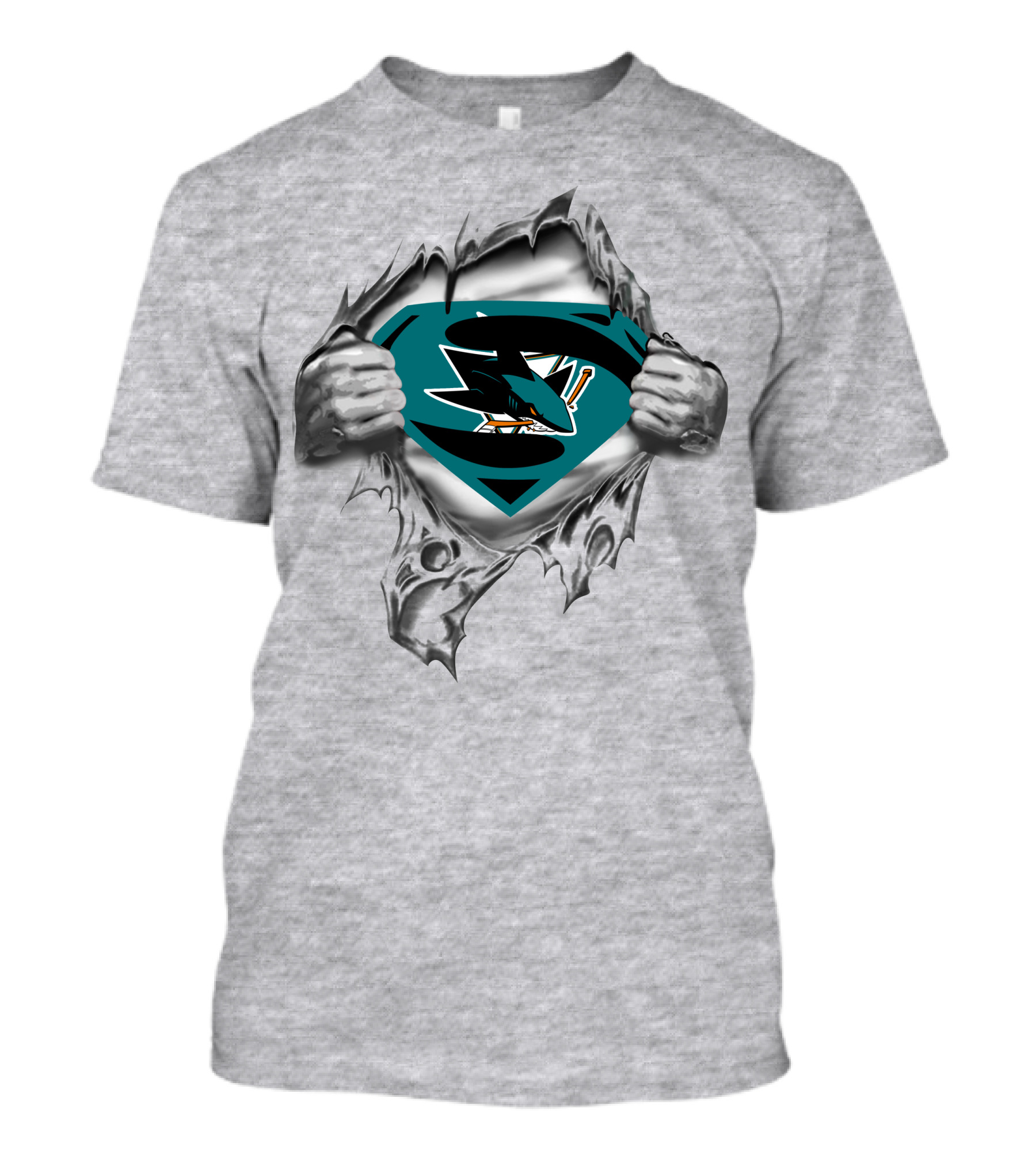 San Jose Sharks Superman Logo Rip T-Shirt